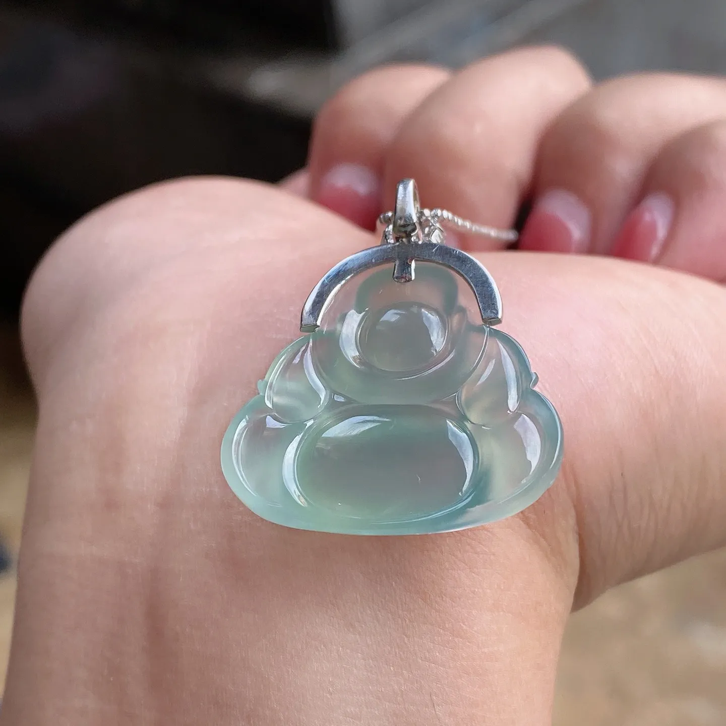 老坑冰种晴底佛公吊坠 尺寸33.3-27.6-6.5毫米