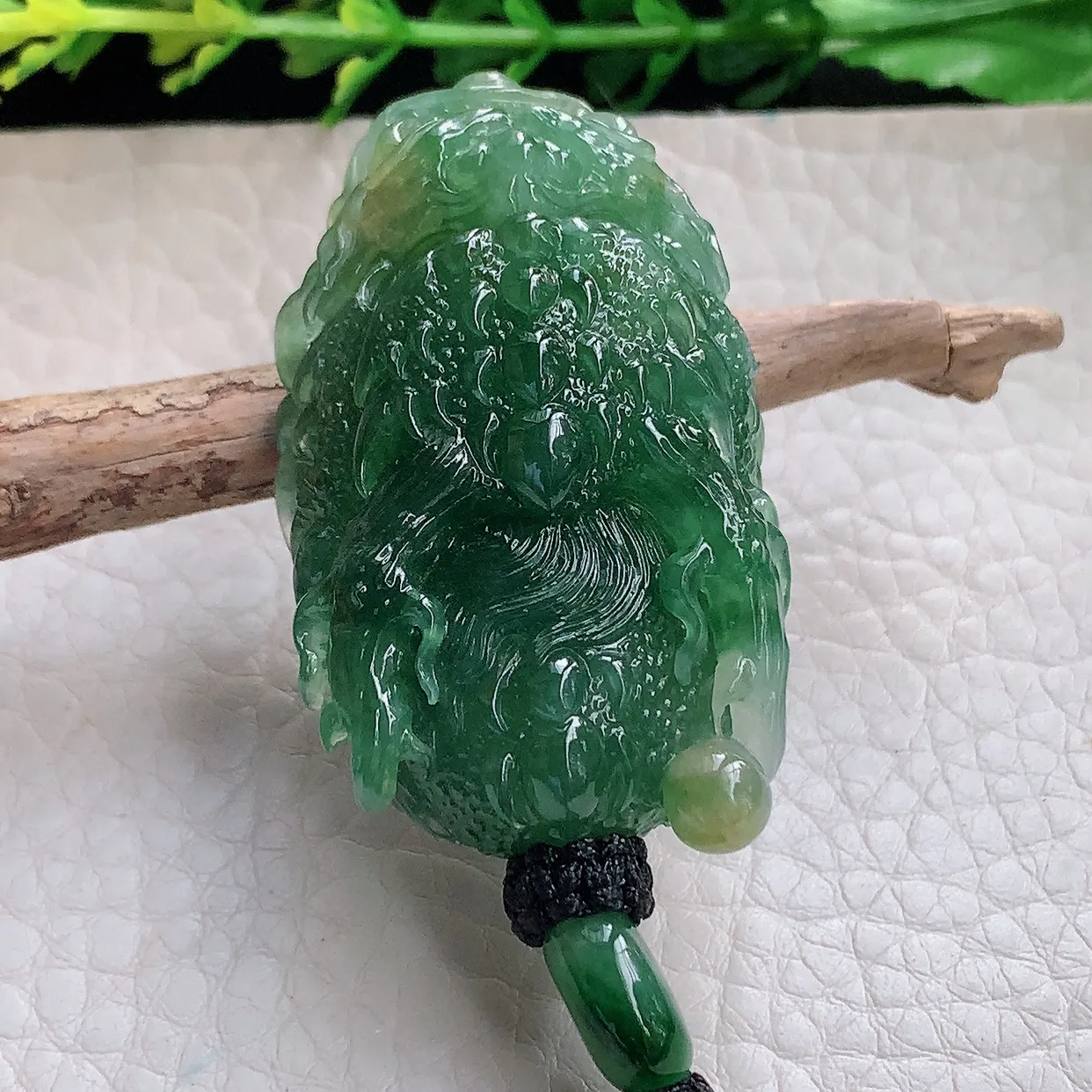 yl实拍48.5*28.5*16.5缅甸翡翠圆冰透龙头玉坠厚装精雕霸气龙牌项坠