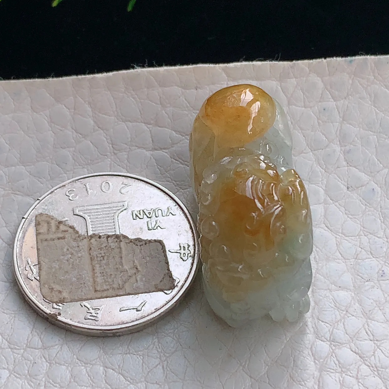 yl实拍30.6*20.4*14.7缅甸翡翠圆冰黄翡霸王貔貅玉坠厚装立体招财项坠