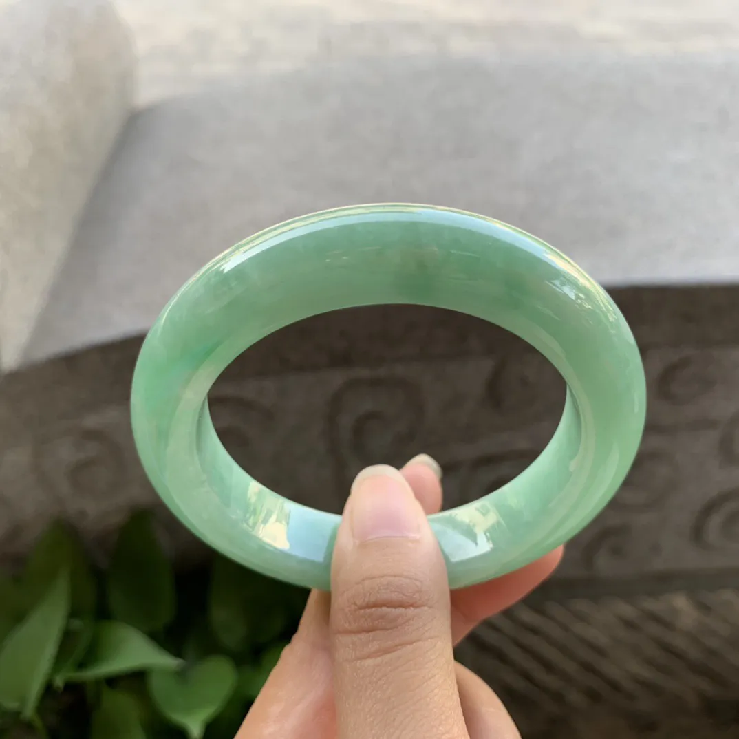 圈口55.3-12.3-10 【满绿正圈手镯】正圈55 56可戴