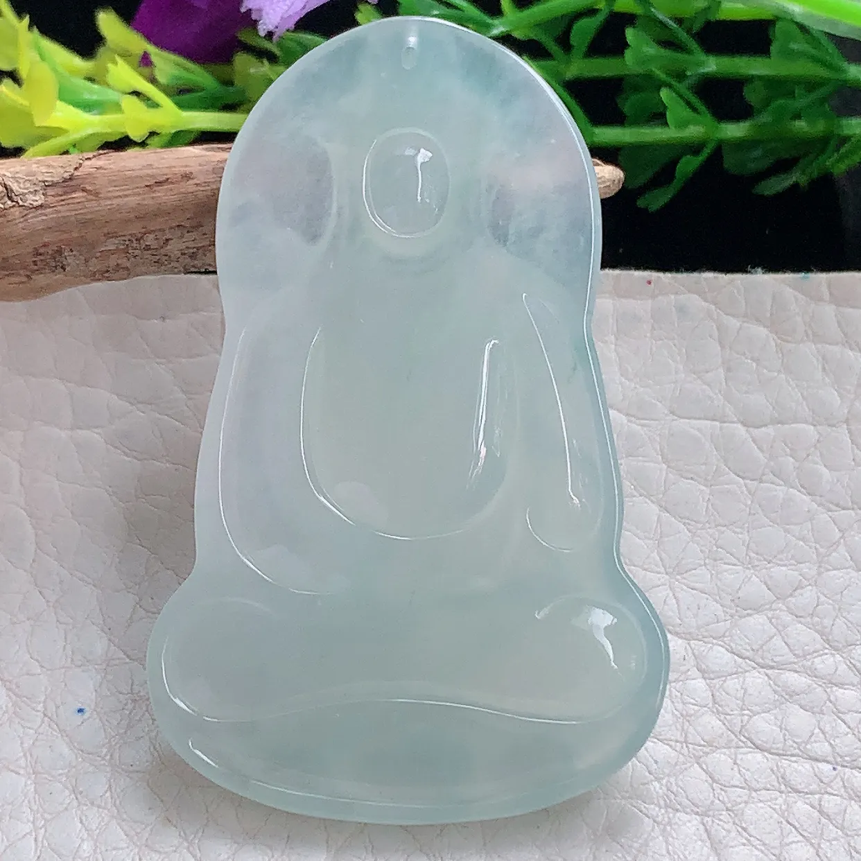 ktj实拍54*34.5*5.5缅甸翡翠冰种持莲观音吊坠白月光大势至菩萨精雕玉坠