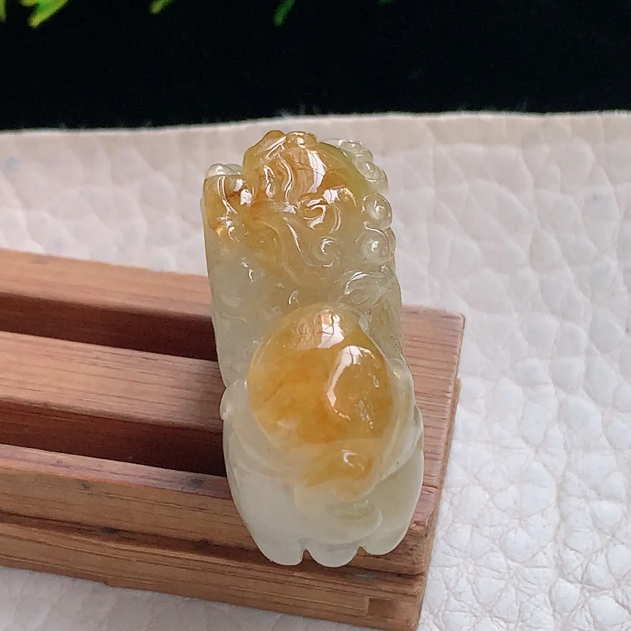 yl实拍30.6*20.4*14.7缅甸翡翠圆冰黄翡霸王貔貅玉坠厚装立体招财项坠