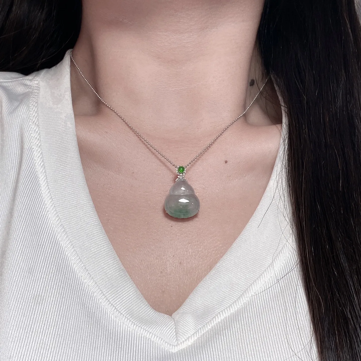 冰种飘花葫芦吊坠 尺寸29.8-19-8.5毫米