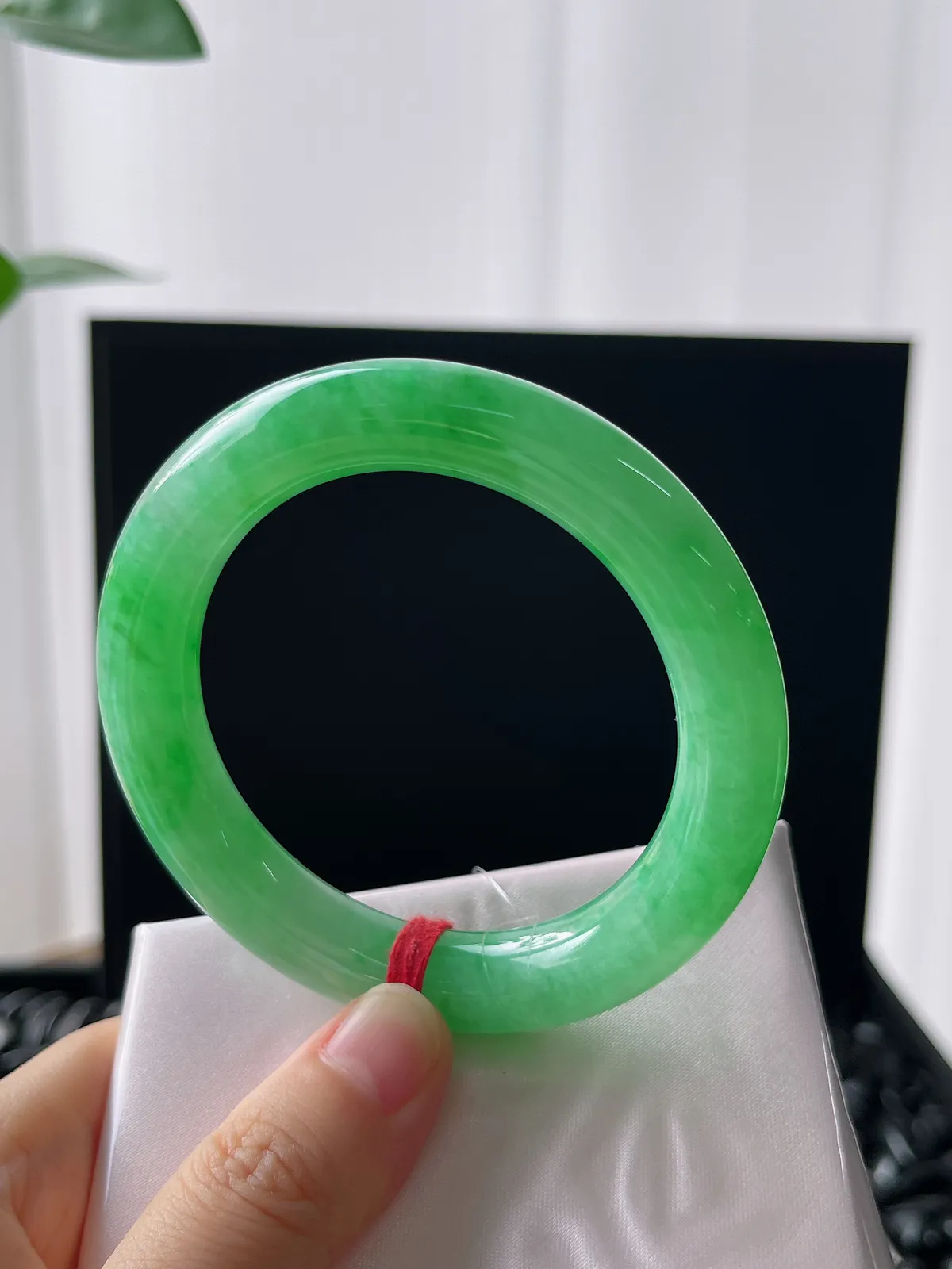 圆镯53.2圈口，翡翠冰糯种绿色手镯