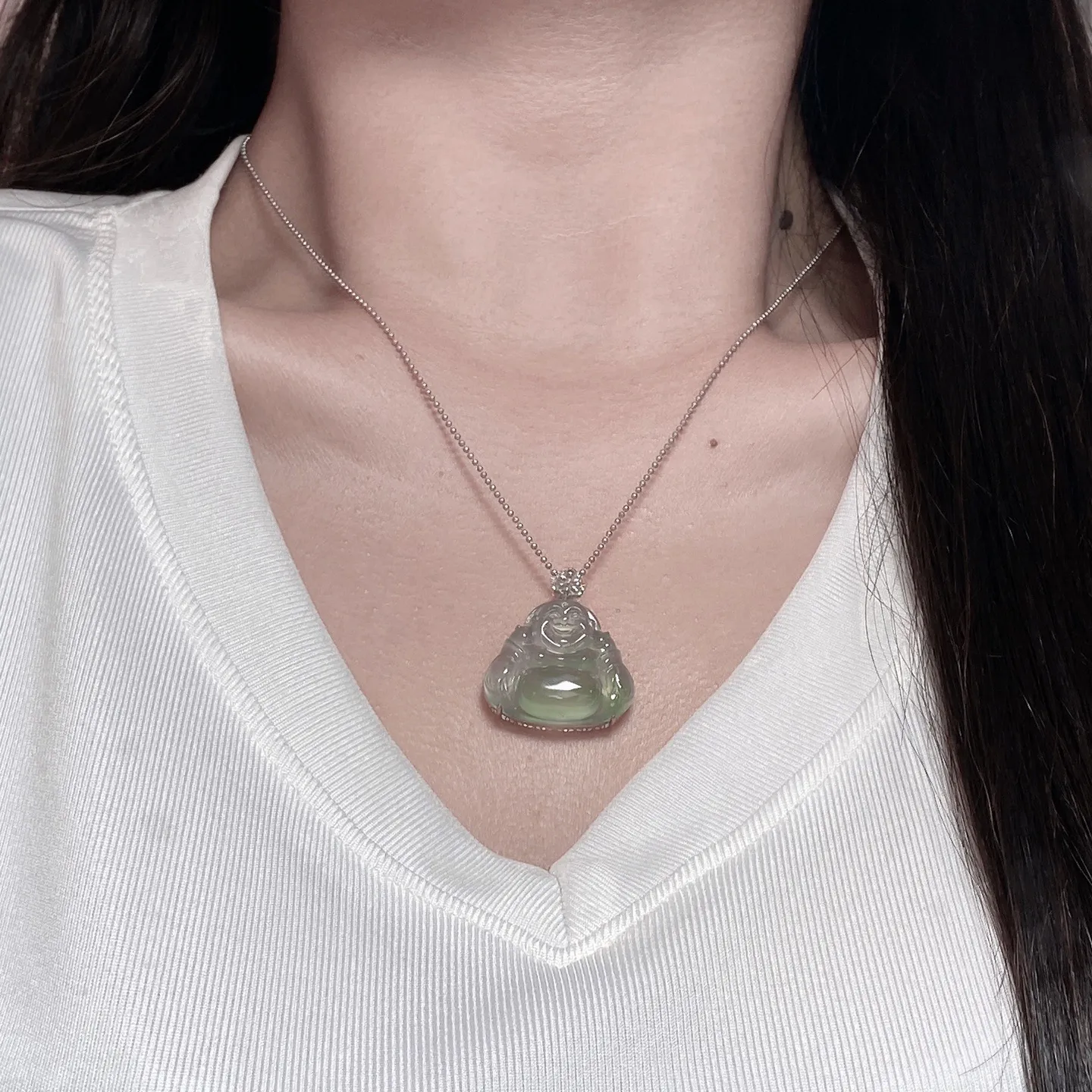 高冰晴底佛公吊坠 尺寸30.5-26.3-8.3毫米