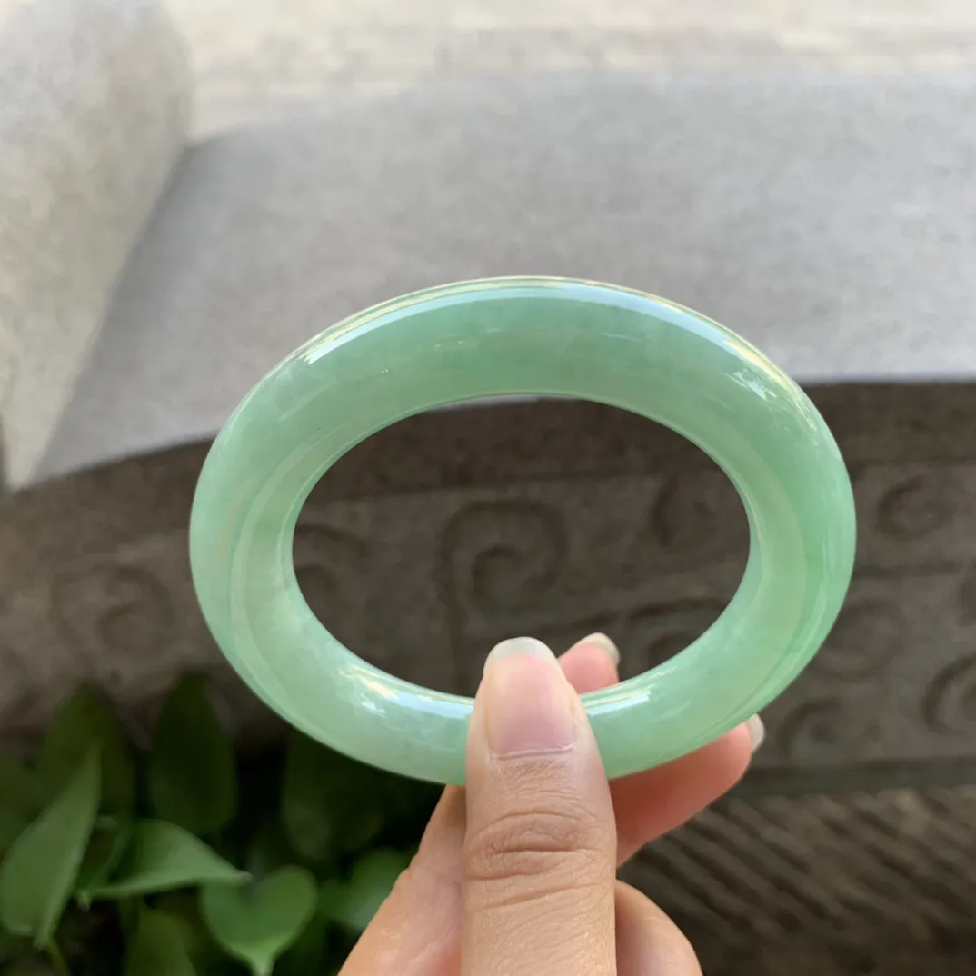 圈口54.3-11.5 【满绿圆条手镯】圆条54 55可戴