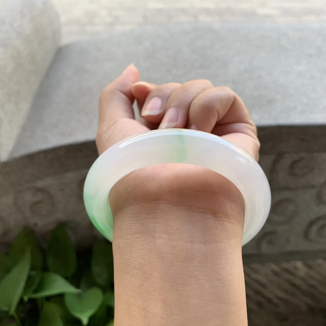 圈口54.5-11.3-10 【冰飘阳绿正圈手镯】正圈54 55可戴