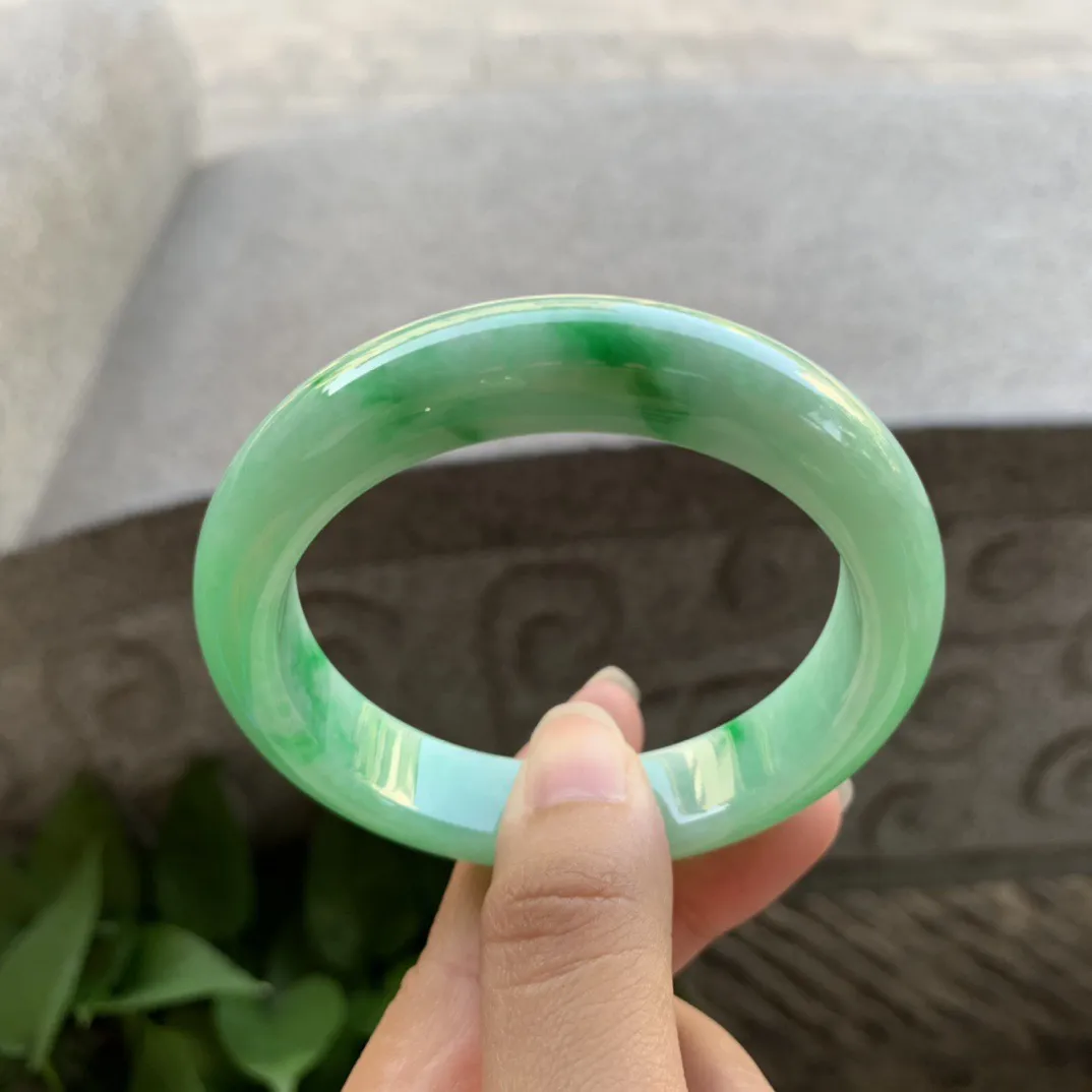 圈口 55.1-12.5-8.9【飘阳绿正圈手镯】正圈55 56可戴