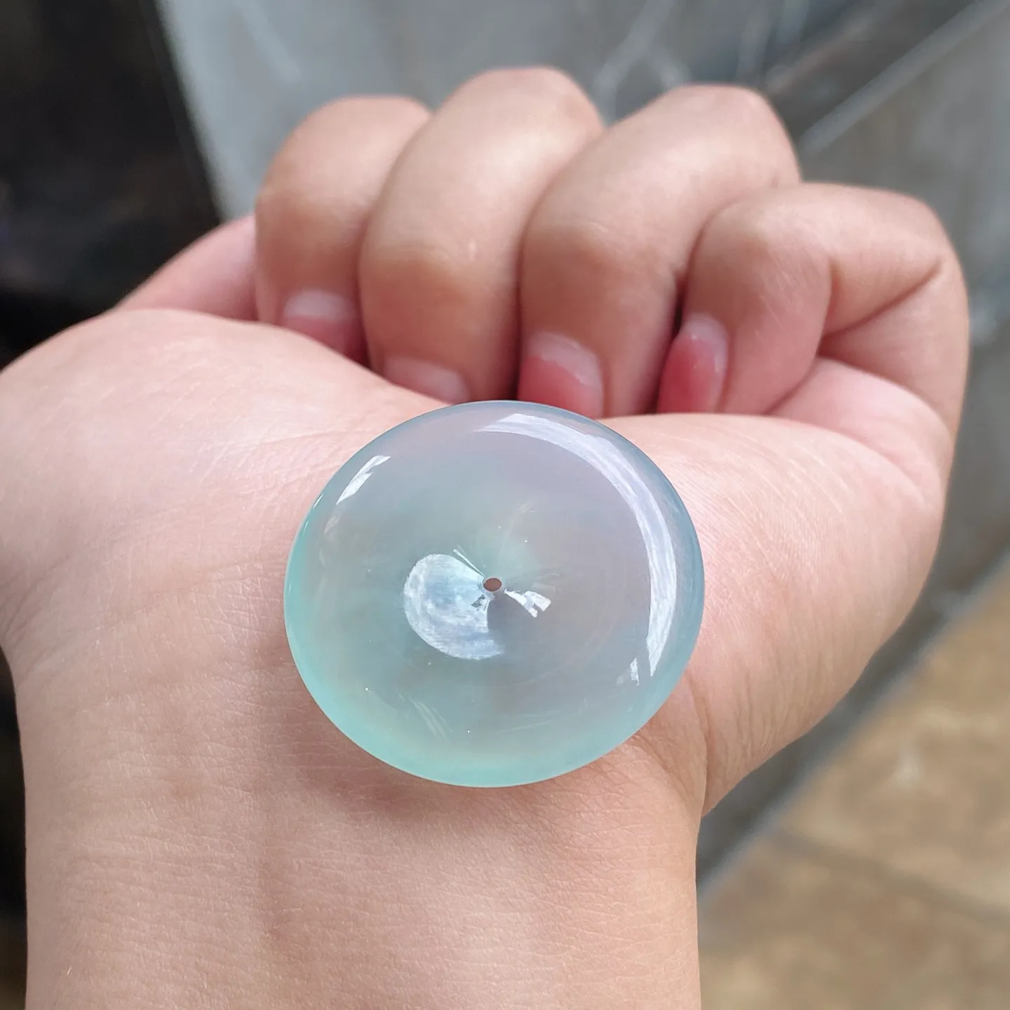 老坑冰种晴底平安扣吊坠 尺寸31.3-6.3毫米