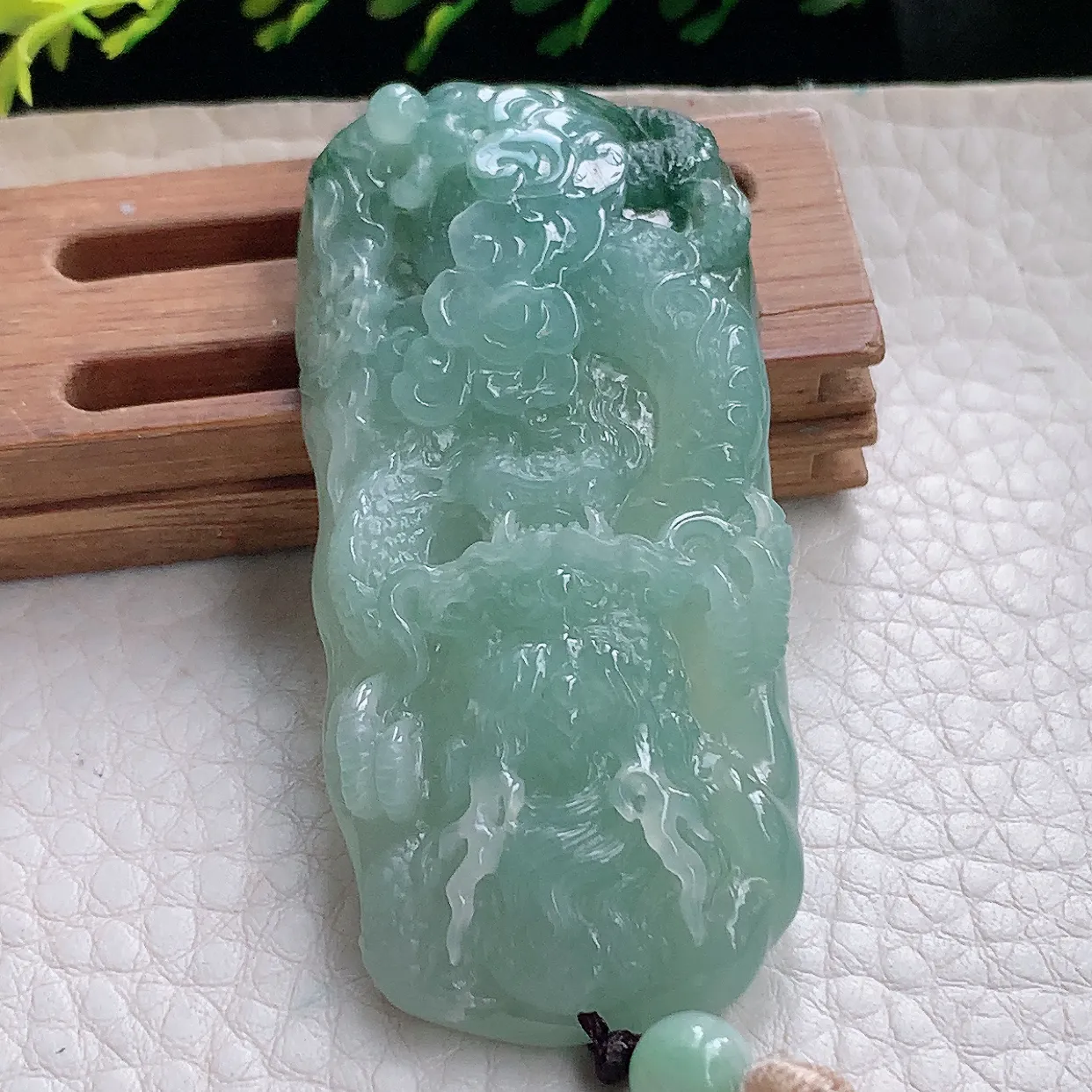 ktj实拍59*28*10.2缅甸翡翠冰飘花龙牌吊坠飞龙在天吉祥瑞兽龙