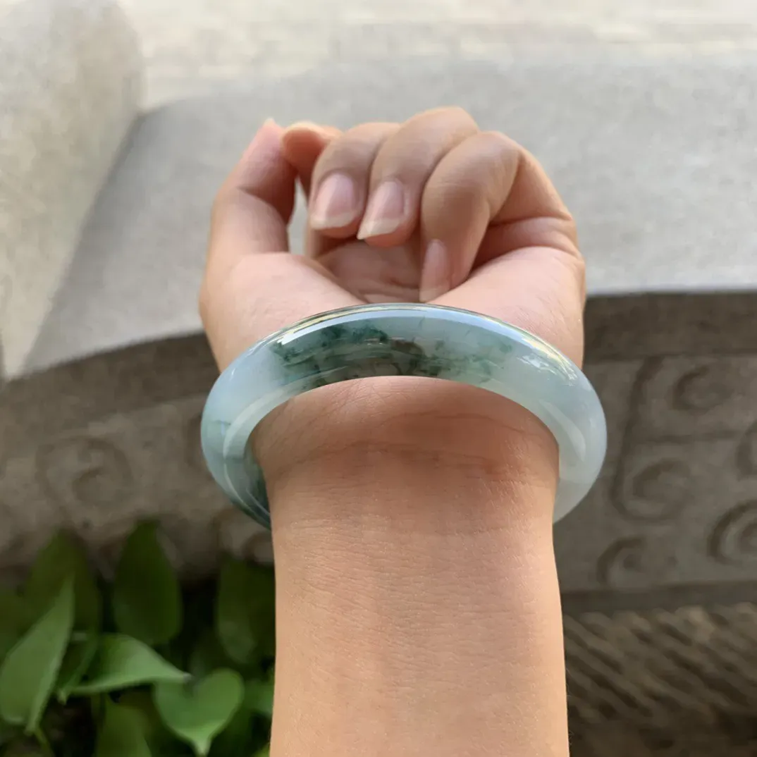 圈口55.3-11.3-8.1 【茄紫飘花正圈手镯】正圈55 56可戴