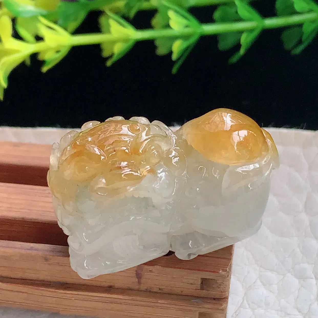 yl实拍30.6*20.4*14.7缅甸翡翠圆冰黄翡霸王貔貅玉坠厚装立体招财项坠