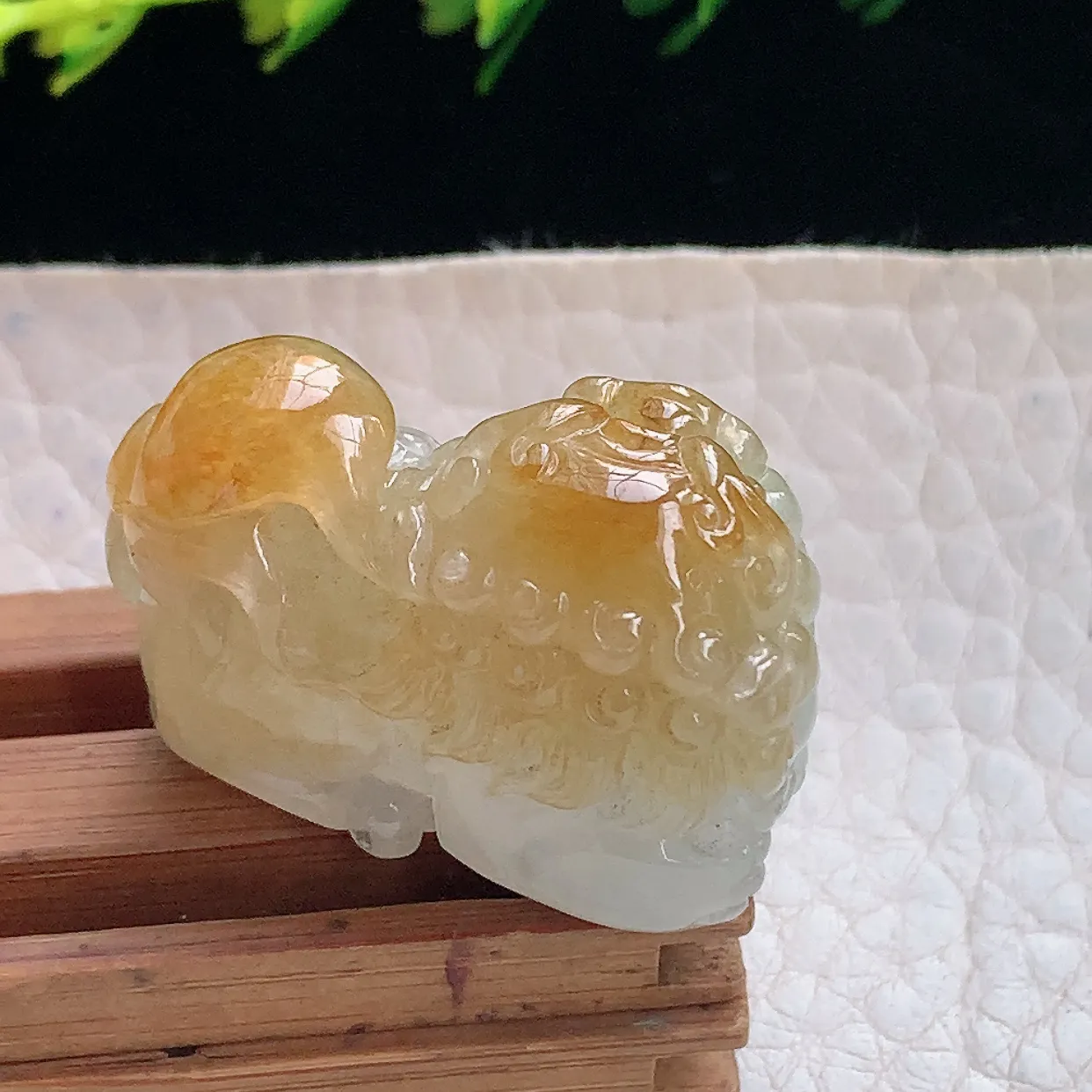 yl实拍30.6*20.4*14.7缅甸翡翠圆冰黄翡霸王貔貅玉坠厚装立体招财项坠