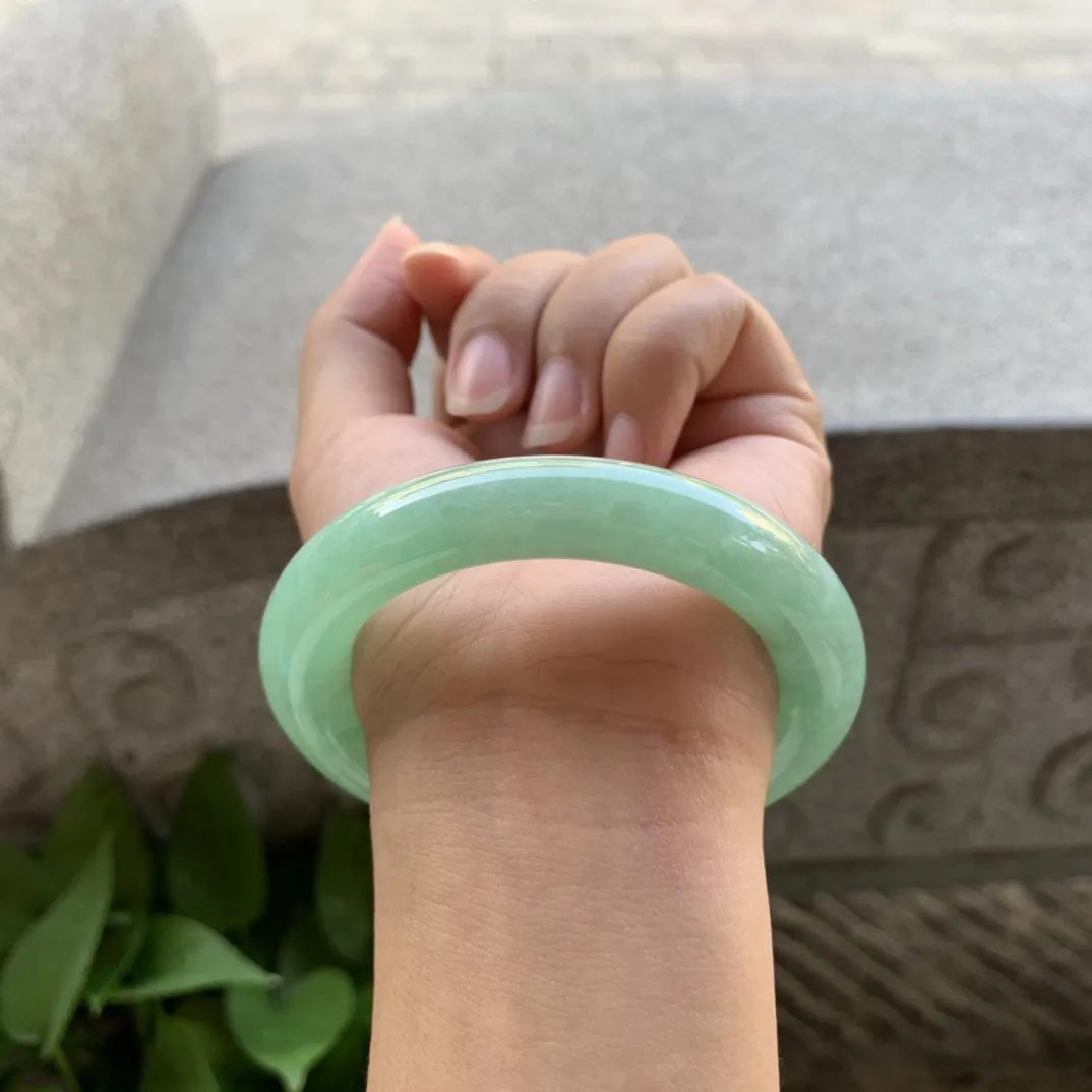 圈口54.3-11.5 【满绿圆条手镯】圆条54 55可戴