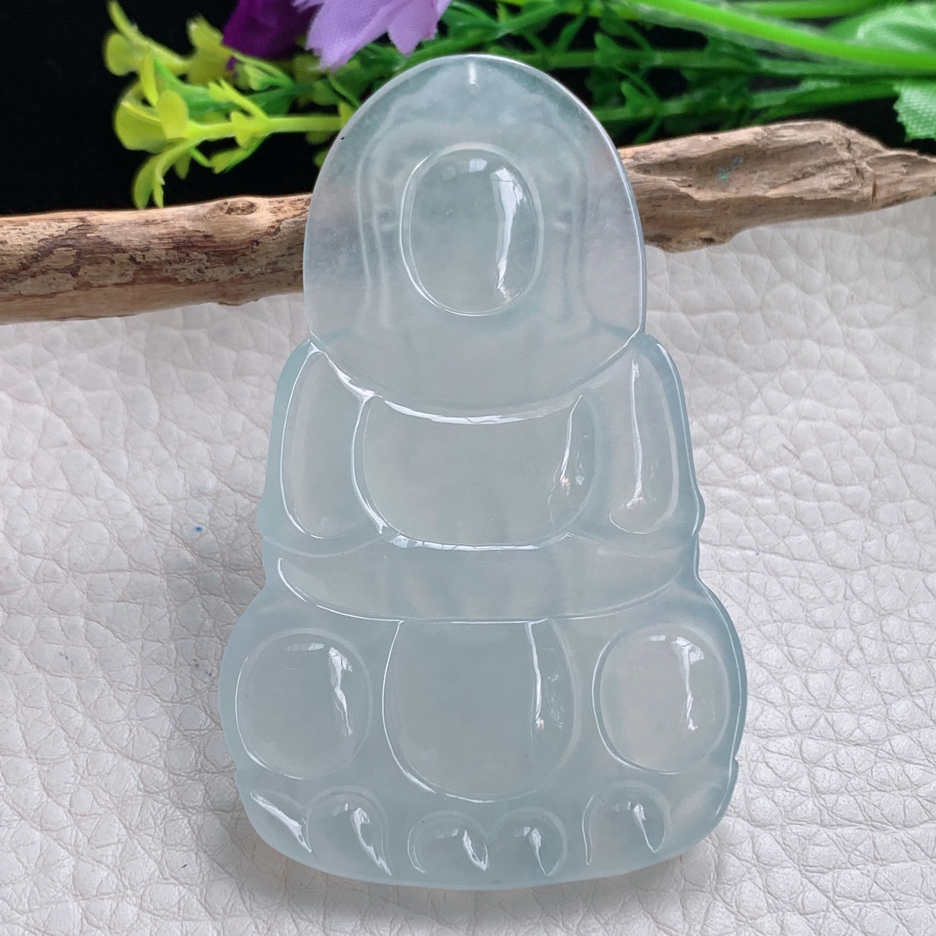 ktj实拍68.2*41.6*5.6缅甸翡翠冰种厚装大观音牌吊坠白月光菩萨精雕玉坠