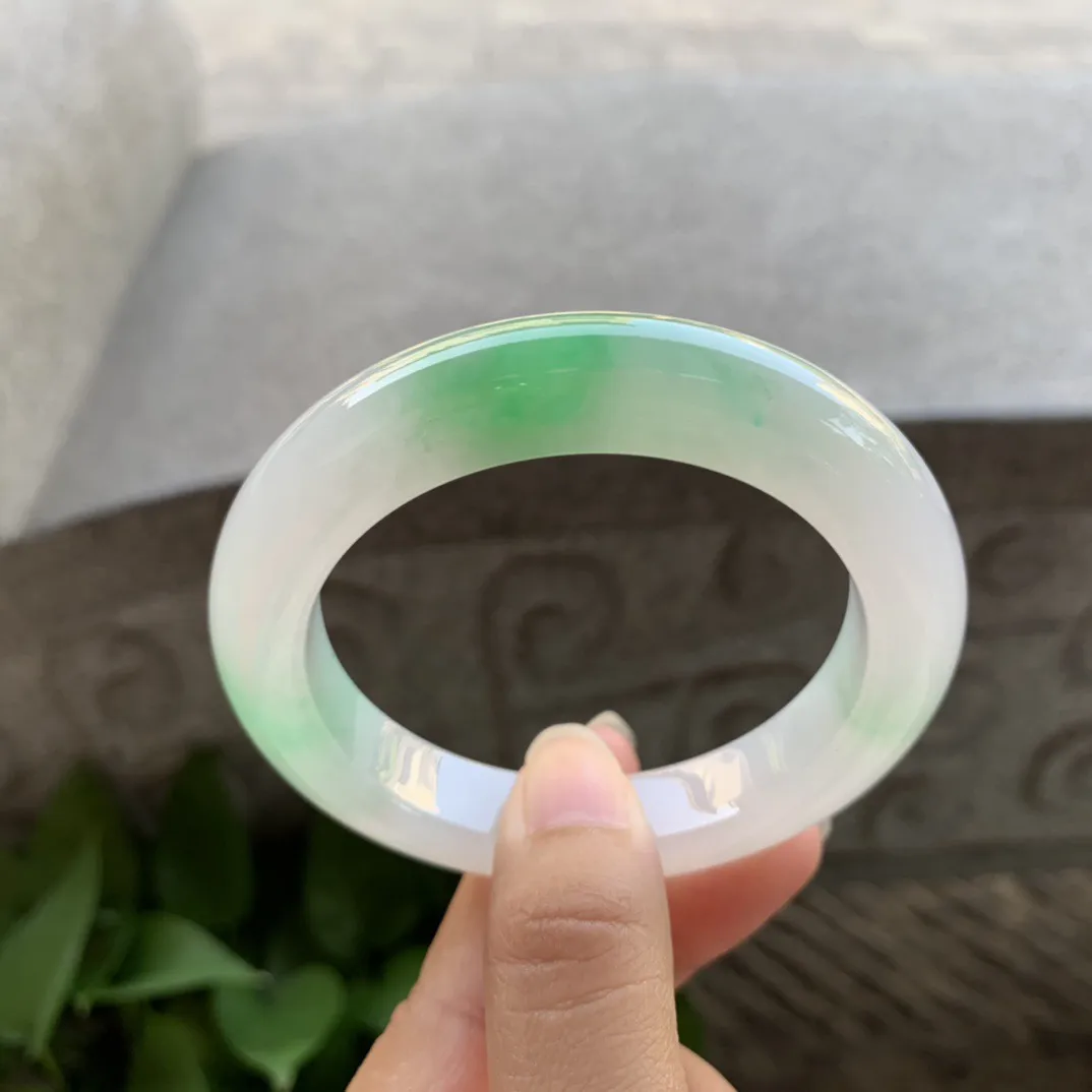 圈口54.5-11.3-10 【冰飘阳绿正圈手镯】正圈54 55可戴