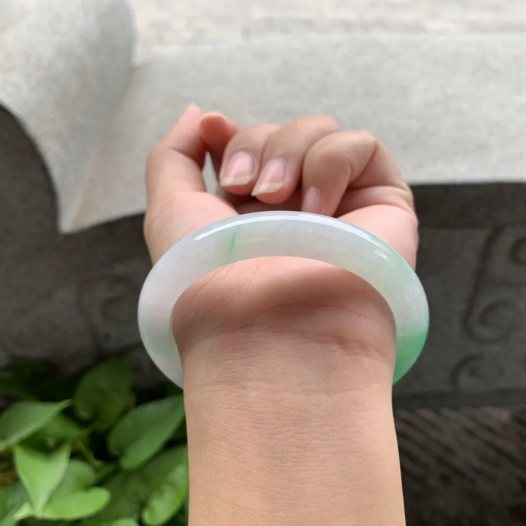 圈口54.6-9-8 【飘阳绿正圈手镯】正圈54 55可戴