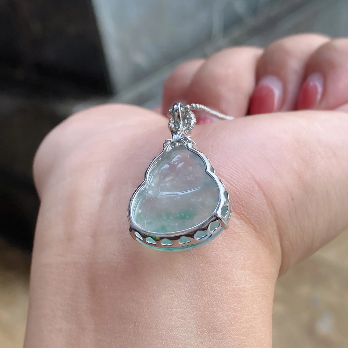 冰种飘花葫芦吊坠 尺寸29.8-19-8.5毫米