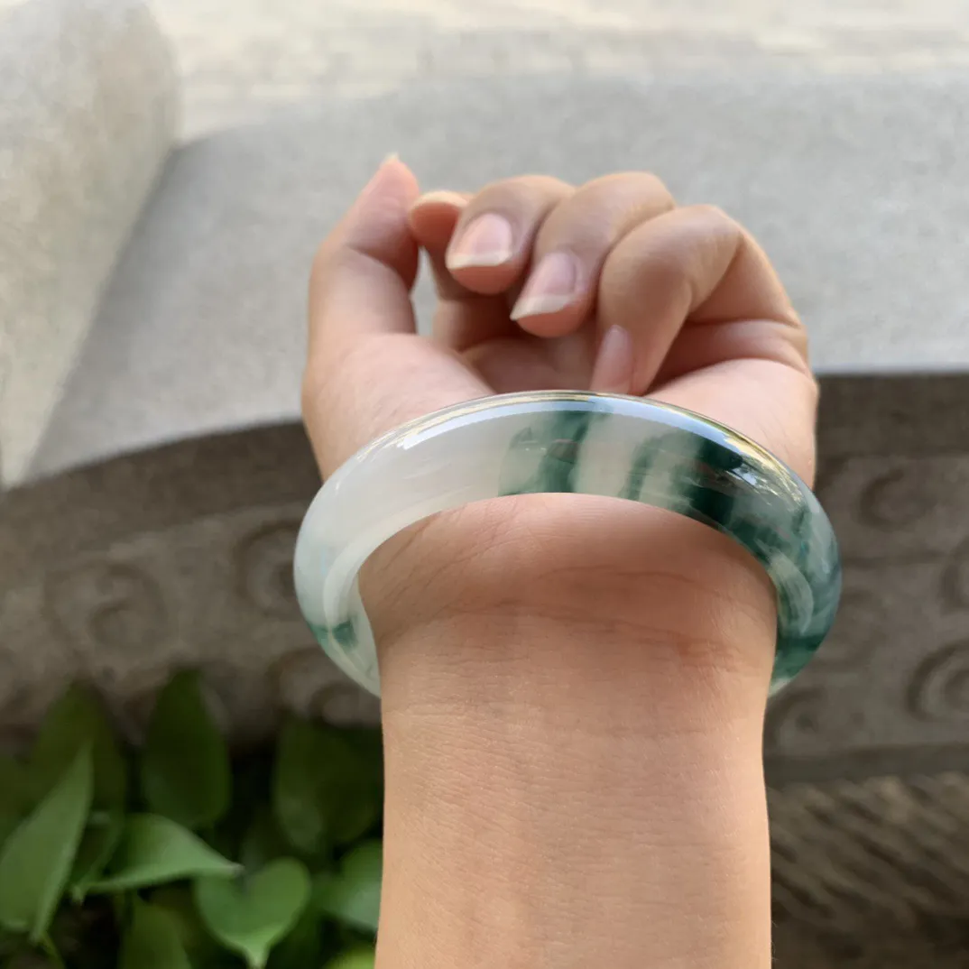 圈口55.5-12.3-8 【冰飘花正圈手镯】正圈55 56可戴