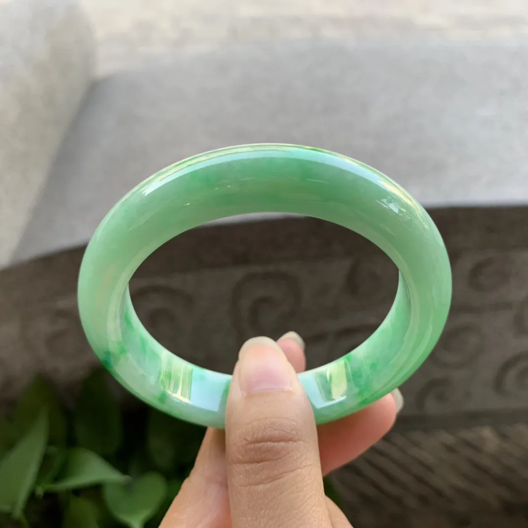圈口 55.1-12.5-8.9【飘阳绿正圈手镯】正圈55 56可戴