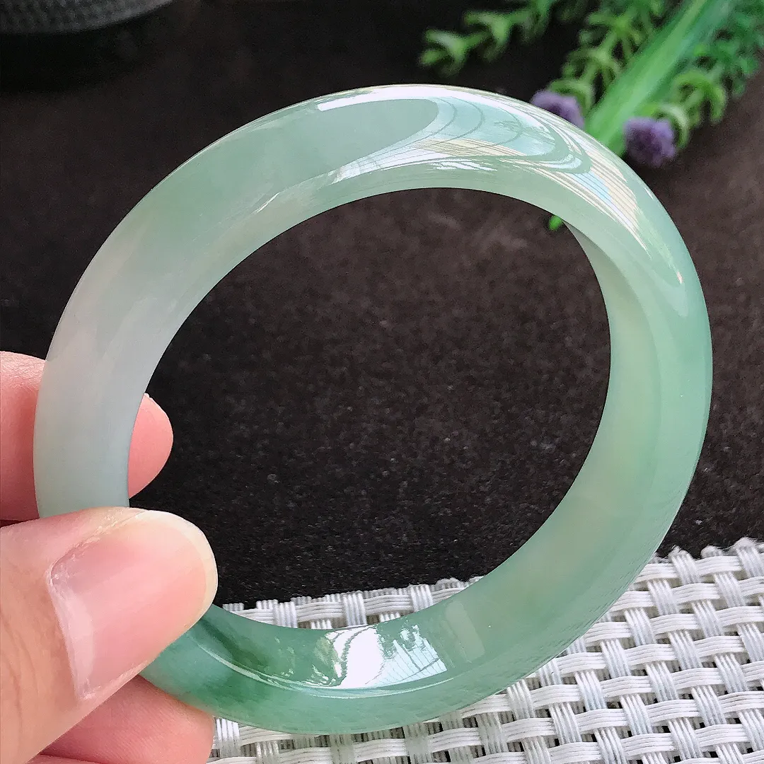 天然a货翡翠55.3/13.3/8.1老坑冰胶果冻冰飘花手镯宽边翡翠玉镯美人镯