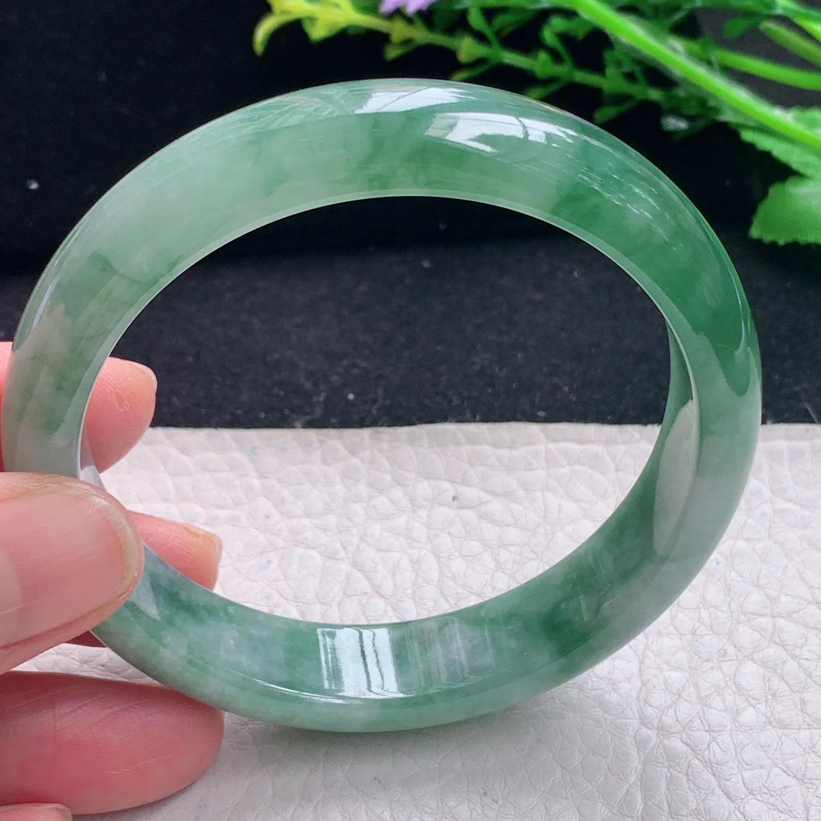 z自然光59*13.5*7.5平安镯 缅甸翡翠a货韵味宽边玉手镯 玉手环