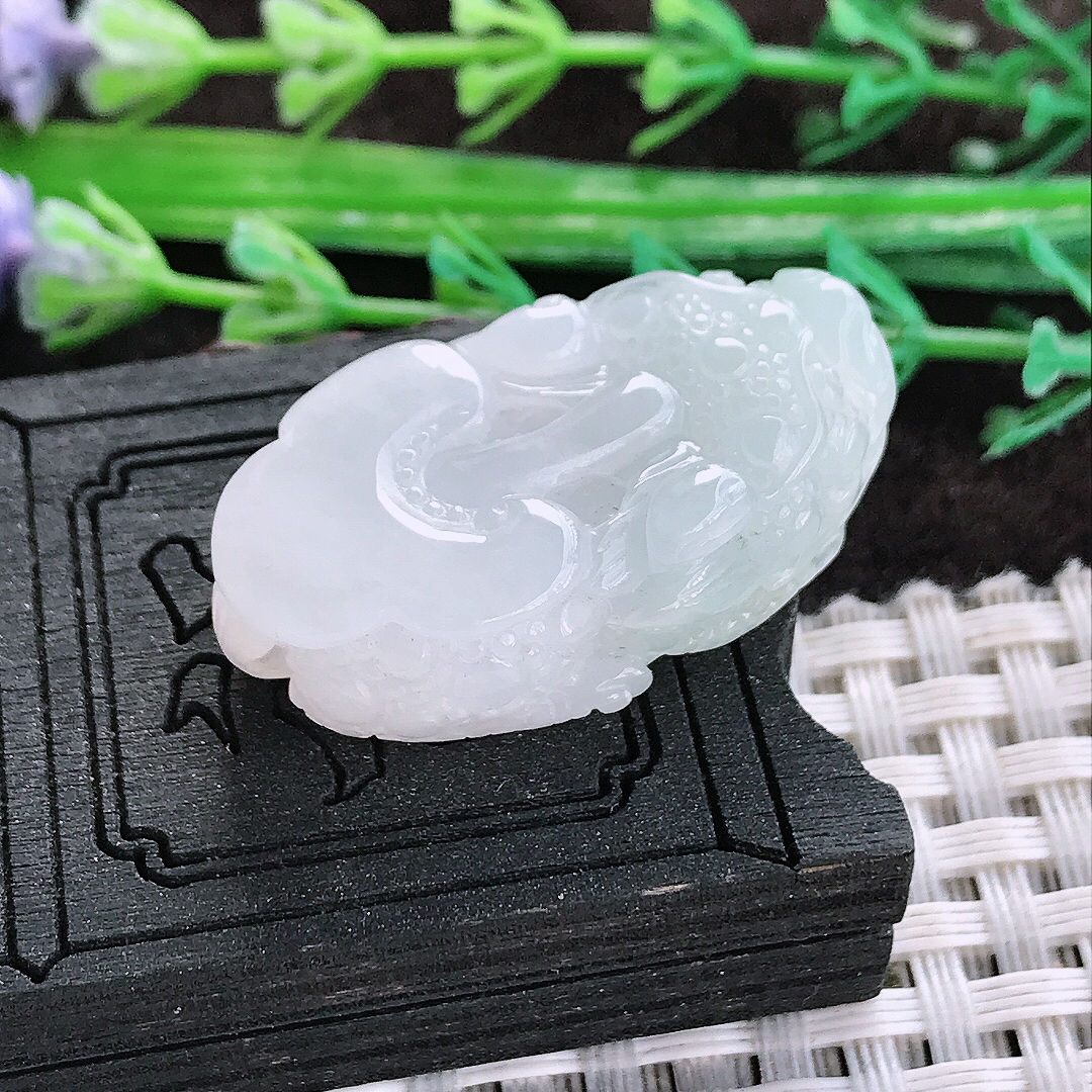 天然a货翡翠33.5/19.5/10老坑冰润起胶貔貅吊坠翡翠玉坠挂件百搭