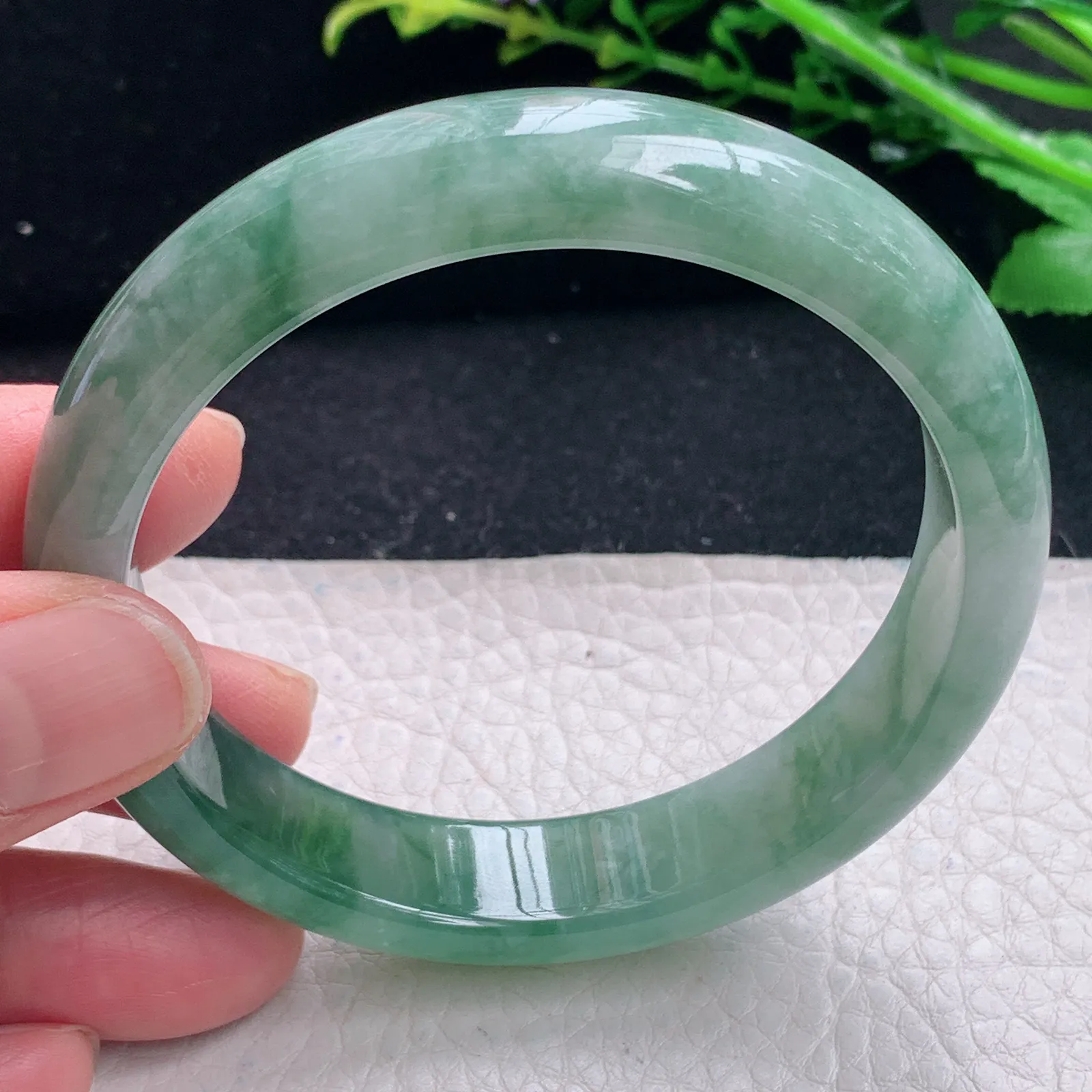 z自然光59*13.5*7.5平安镯 缅甸翡翠a货韵味宽边玉手镯 玉手环