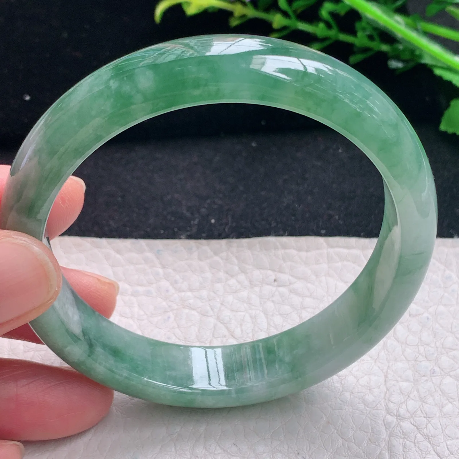 z自然光59*13.5*7.5平安镯 缅甸翡翠a货韵味宽边玉手镯 玉手环