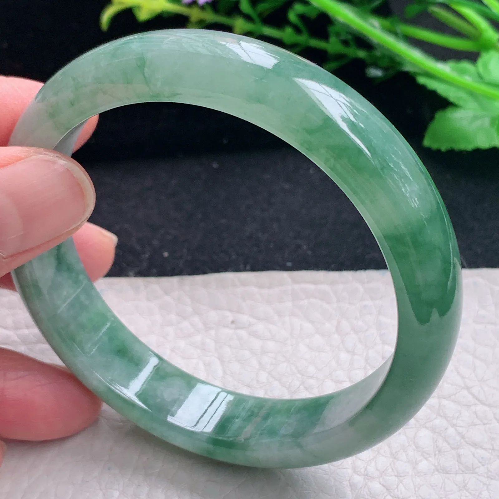 z自然光59*13.5*7.5平安镯 缅甸翡翠a货韵味宽边玉手镯 玉手环