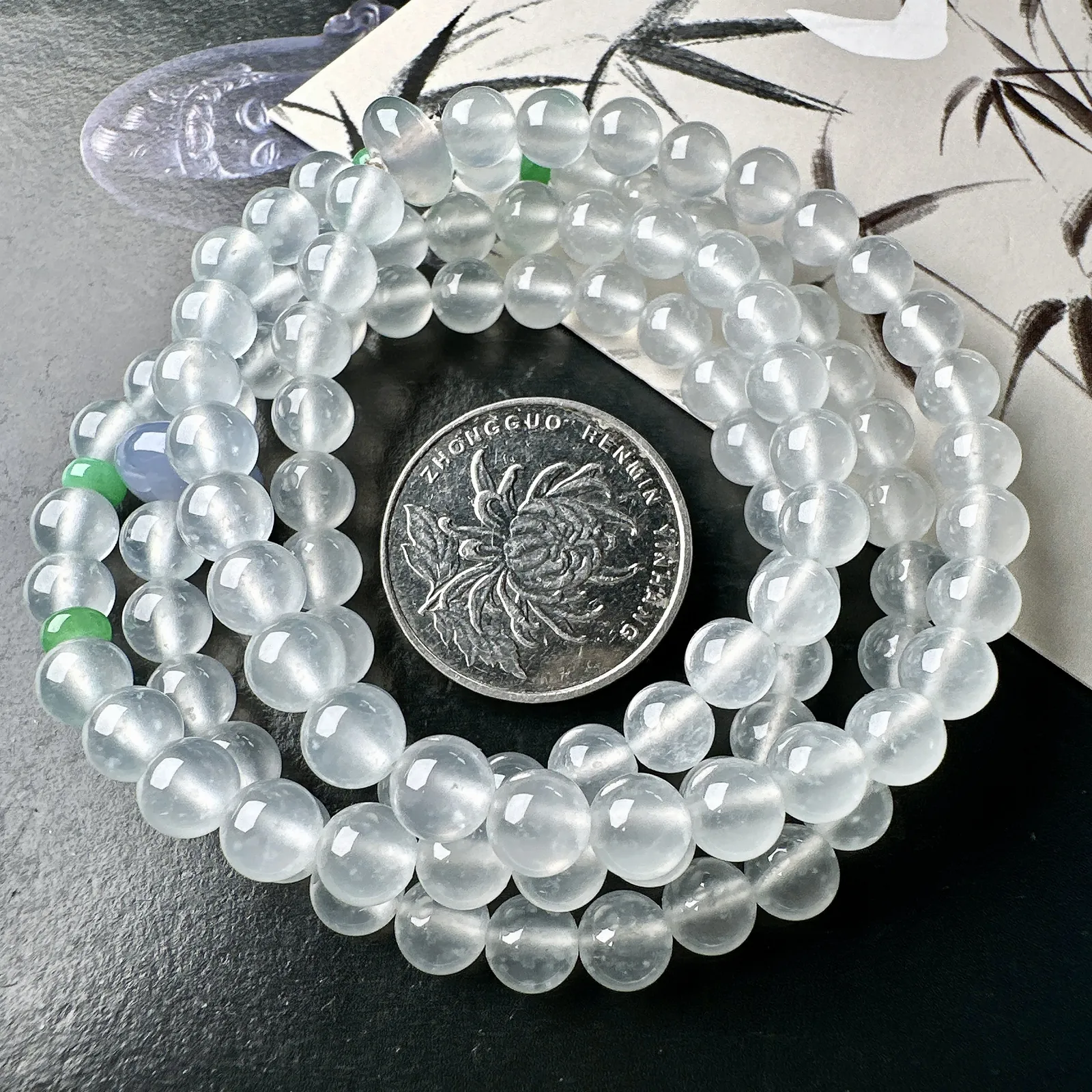 【冰种珠链】种地细腻，冰润十足，通透闪亮，推荐入手。