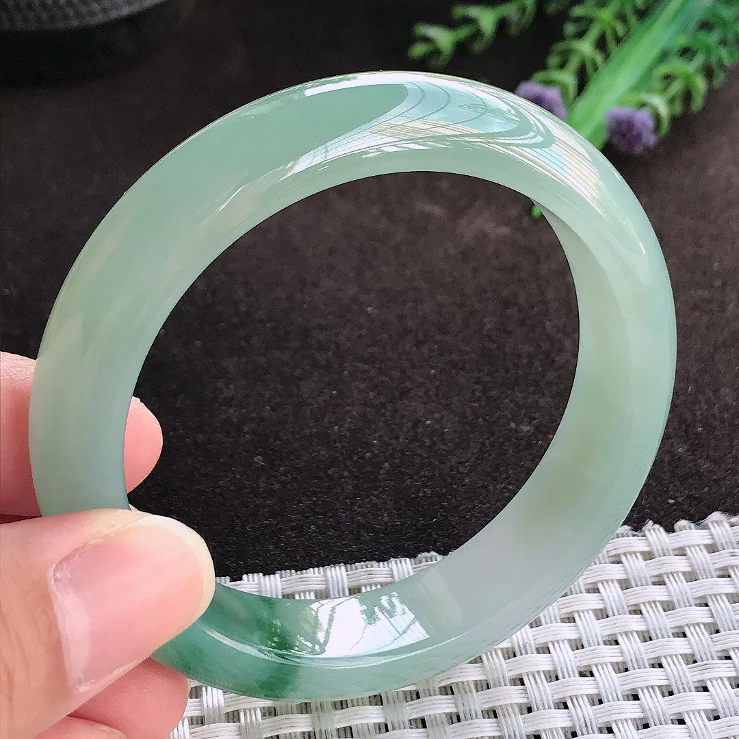 天然a货翡翠55.3/13.3/8.1老坑冰胶果冻冰飘花手镯宽边翡翠玉镯美人镯