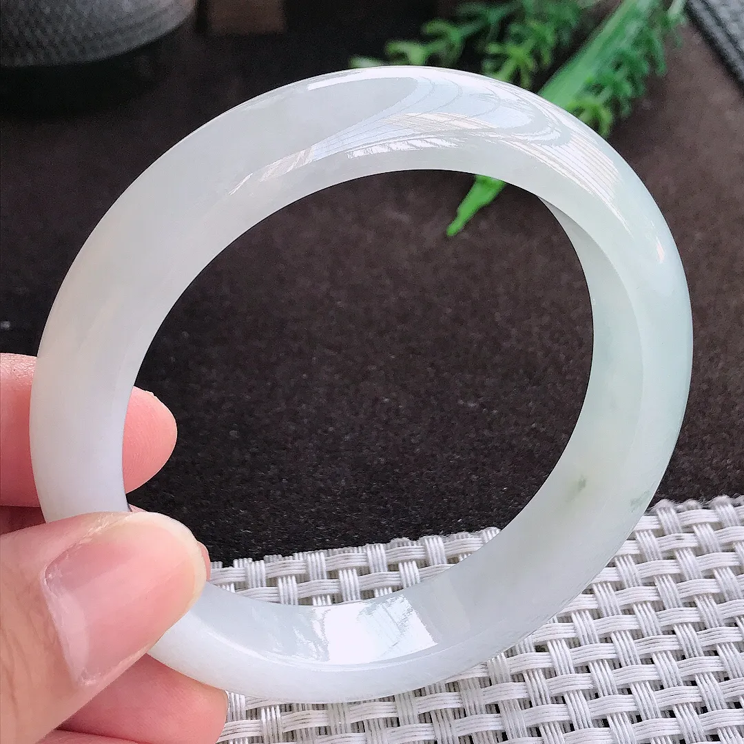 天然a货翡翠59.8/13.2/8.5老坑冰胶果冻飘花手镯宽边翡翠玉镯美人镯