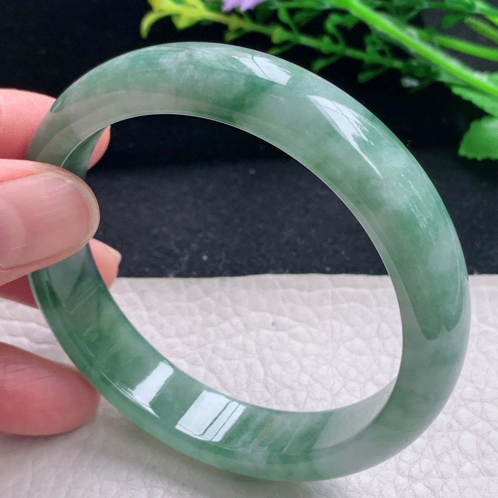 z自然光59*13.5*7.5平安镯 缅甸翡翠a货韵味宽边玉手镯 玉手环