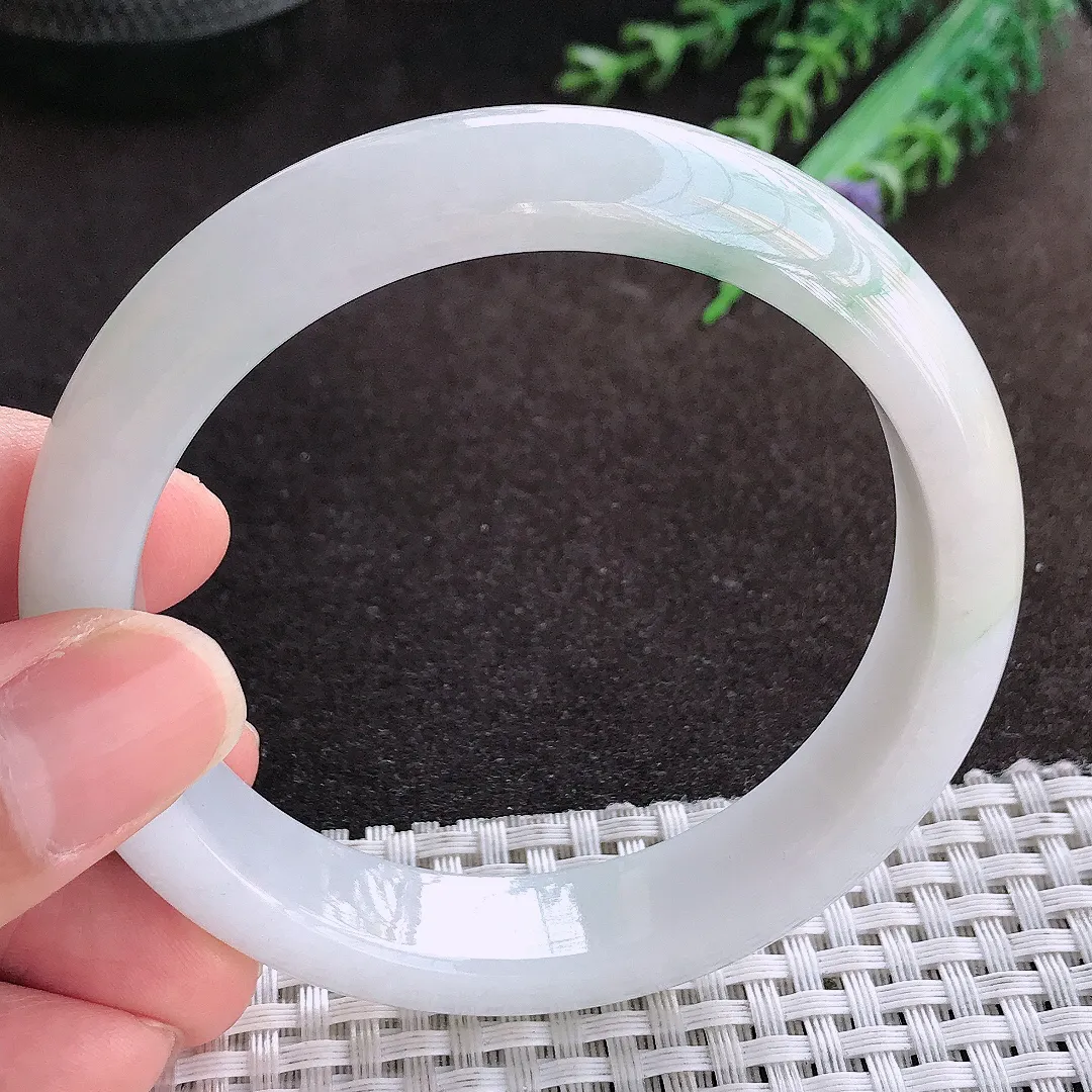 天然a货翡翠59/13.3/8老坑冰润水灵飘花手镯宽边翡翠玉镯美人镯