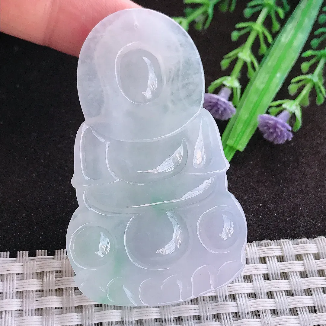 天然a货翡翠63/38/5.8老坑冰润起胶正装观音吊坠翡翠玉坠挂件百搭