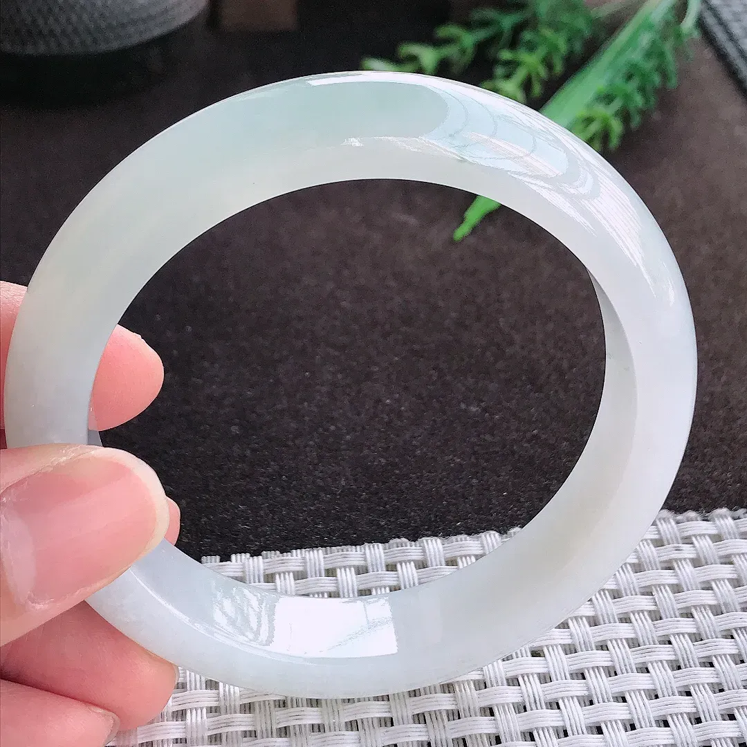 天然a货翡翠59.8/13.2/8.5老坑冰胶果冻飘花手镯宽边翡翠玉镯美人镯