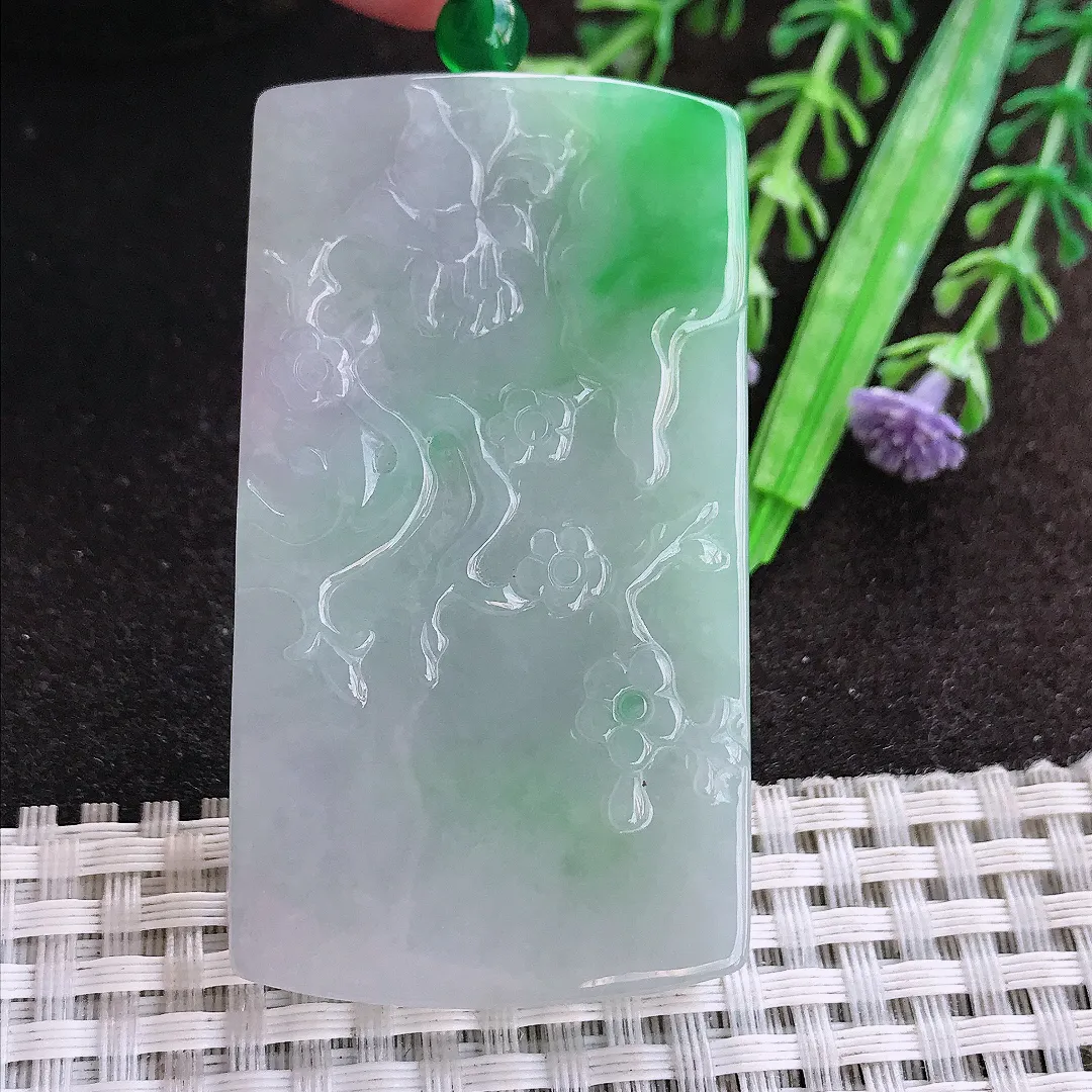 天然a货翡翠60/33.5/7.5老坑冰润水灵飘阳绿蝶恋花吊坠翡翠玉坠挂件百搭