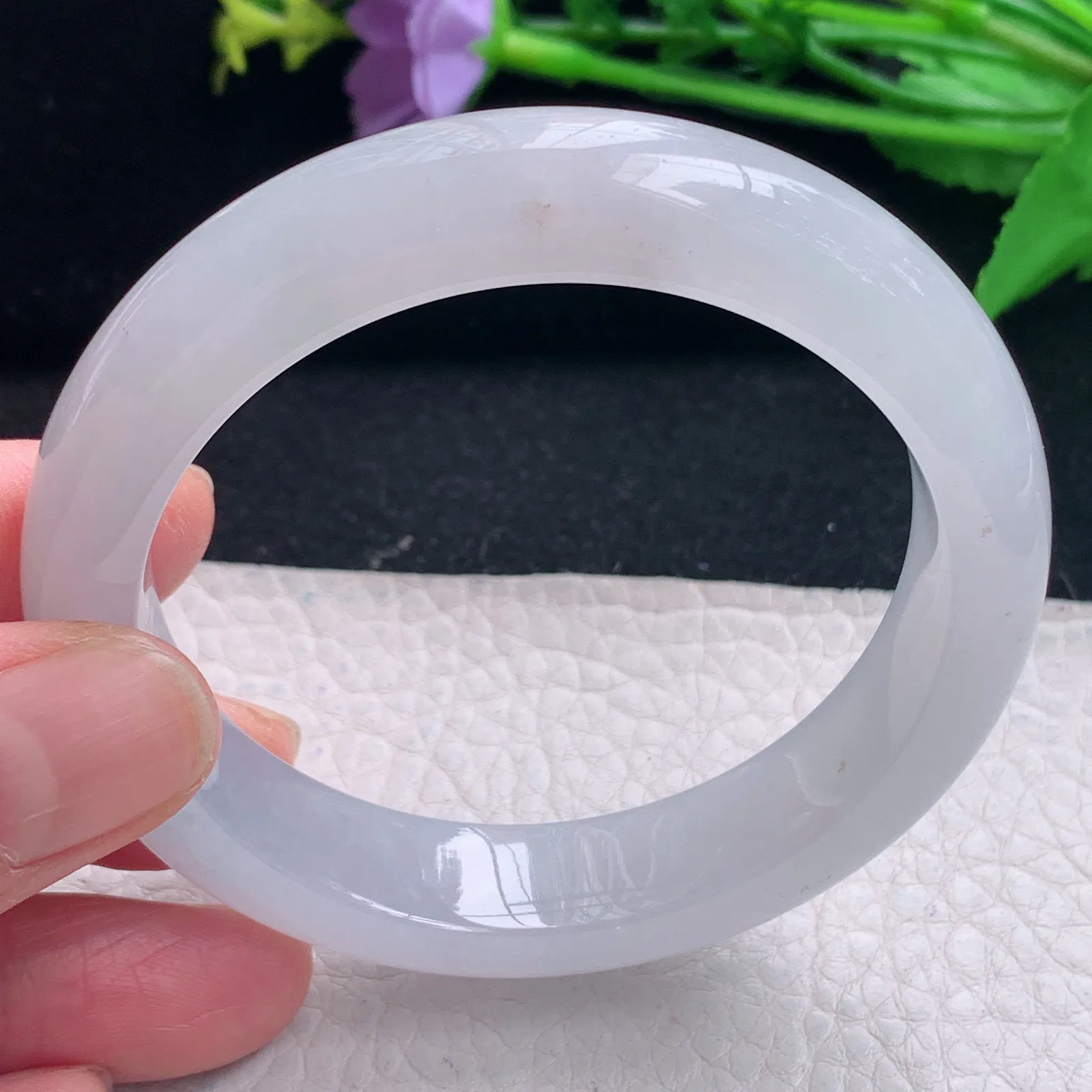 r自然光55*12.6*806平安镯 缅甸翡翠a货冰起光宽边玉手镯 玉手环