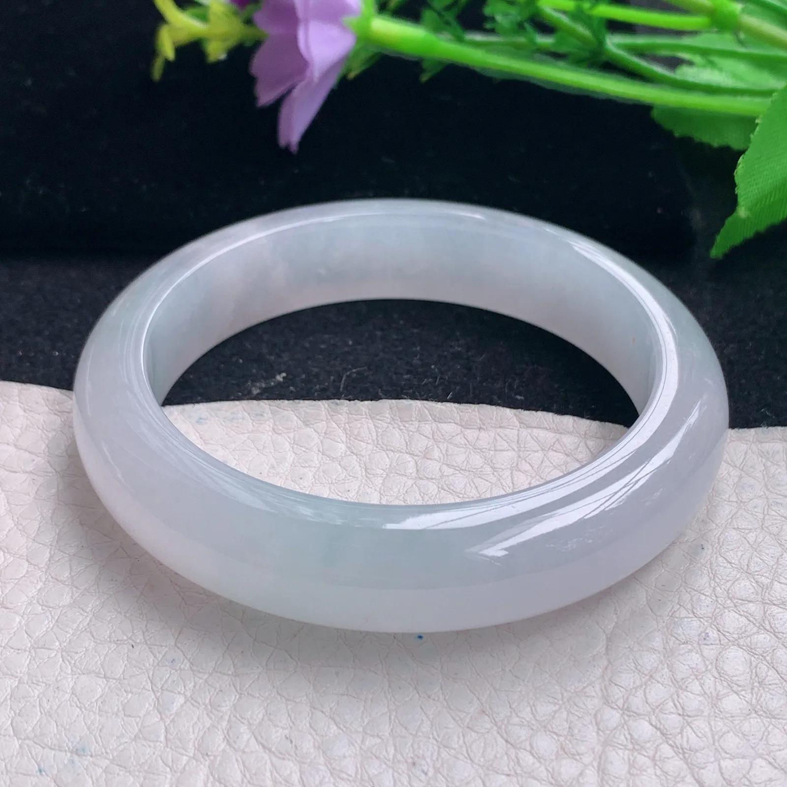 r自然光55*12.6*806平安镯 缅甸翡翠a货冰起光宽边玉手镯 玉手环