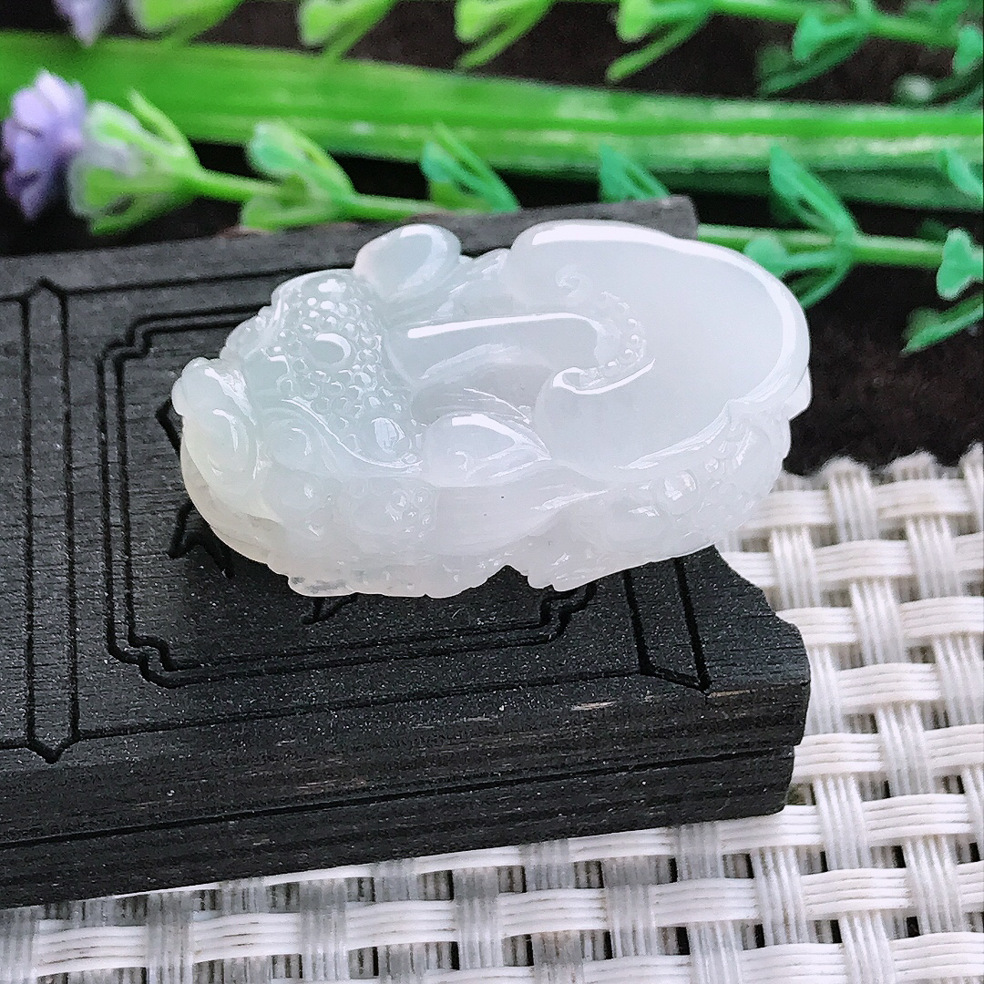 天然a货翡翠33.5/19.5/10老坑冰润起胶貔貅吊坠翡翠玉坠挂件百搭