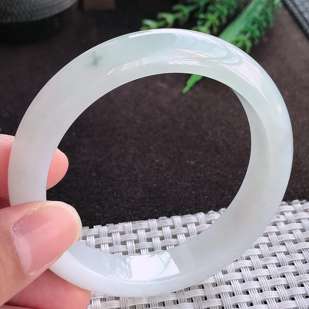 天然a货翡翠59.8/13.2/8.5老坑冰胶果冻飘花手镯宽边翡翠玉镯美人镯