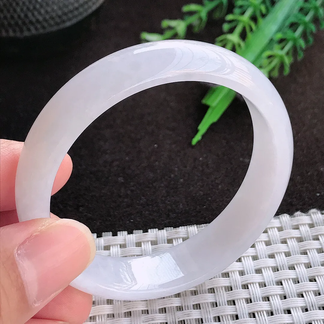 天然a货翡翠51.5/13.6/6老坑秀气冰透手镯宽边翡翠玉镯美人镯