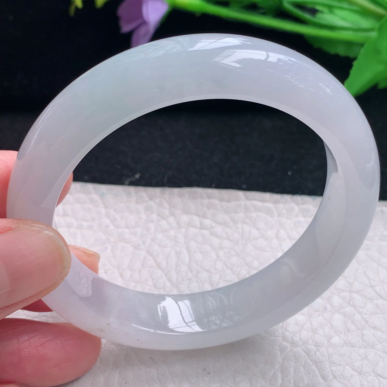 r自然光55*12.6*806平安镯 缅甸翡翠a货冰起光宽边玉手镯 玉手环