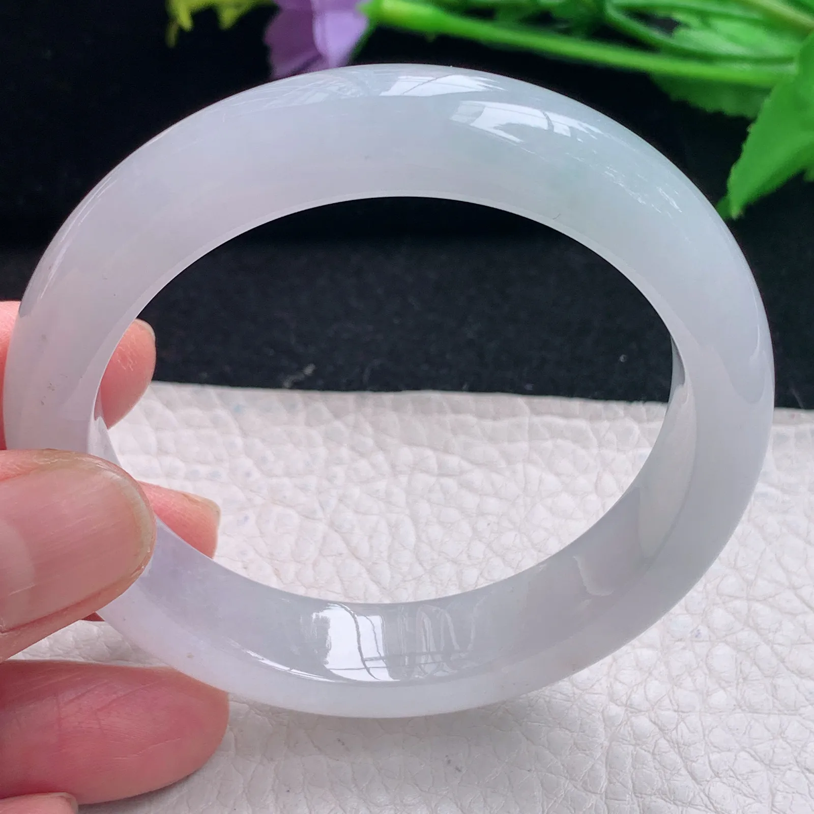 r自然光55*12.6*806平安镯 缅甸翡翠a货冰起光宽边玉手镯 玉手环