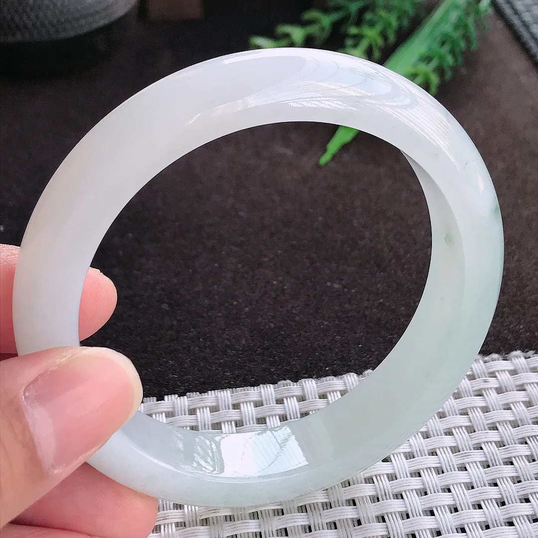 天然a货翡翠59.8/13.2/8.5老坑冰胶果冻飘花手镯宽边翡翠玉镯美人镯