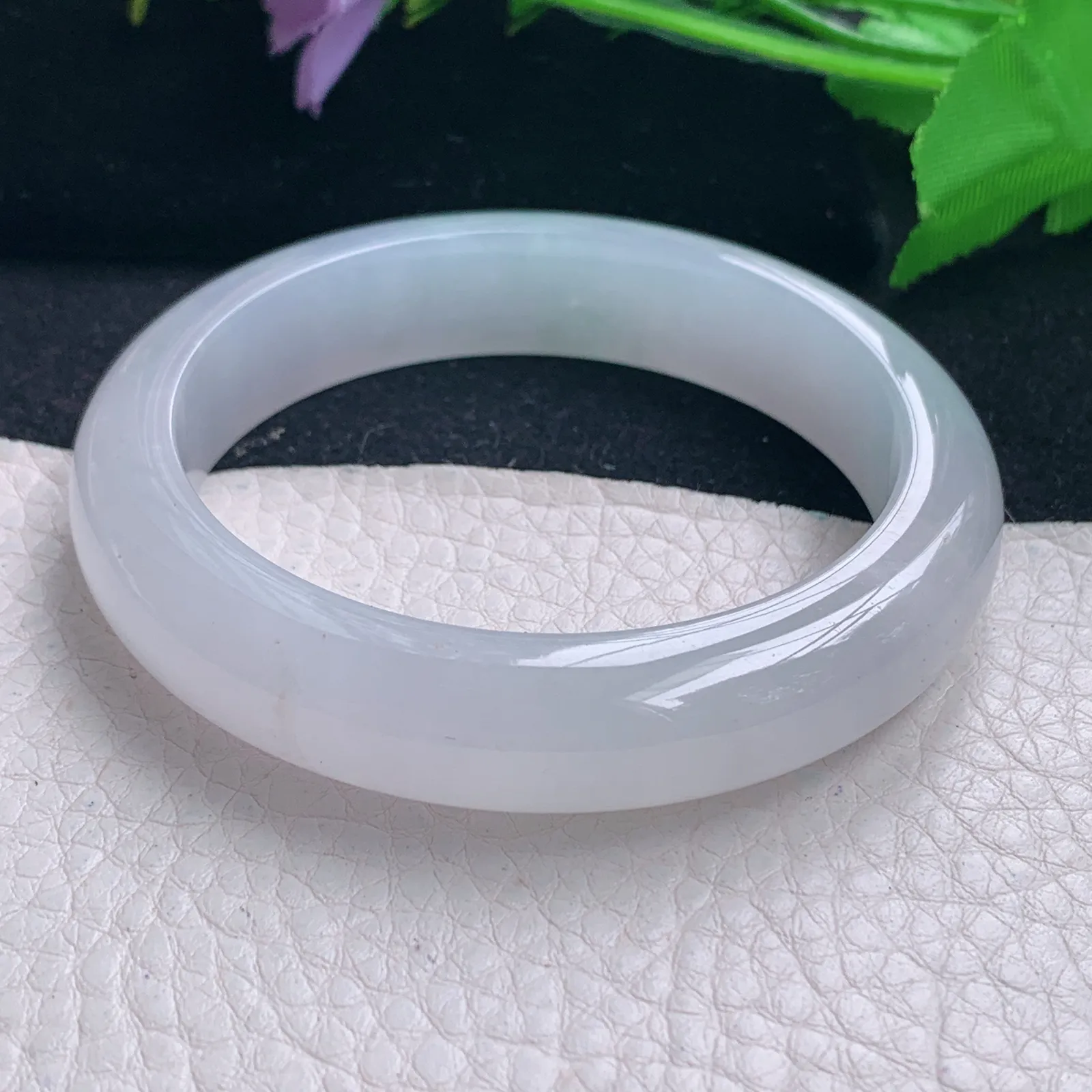 r自然光55*12.6*806平安镯 缅甸翡翠a货冰起光宽边玉手镯 玉手环