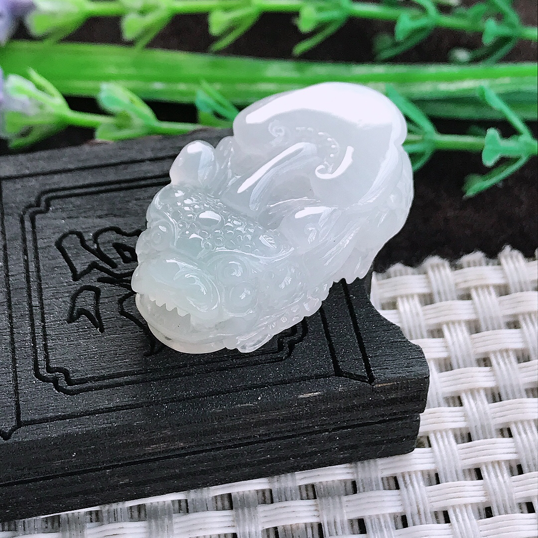 天然a货翡翠33.5/19.5/10老坑冰润起胶貔貅吊坠翡翠玉坠挂件百搭