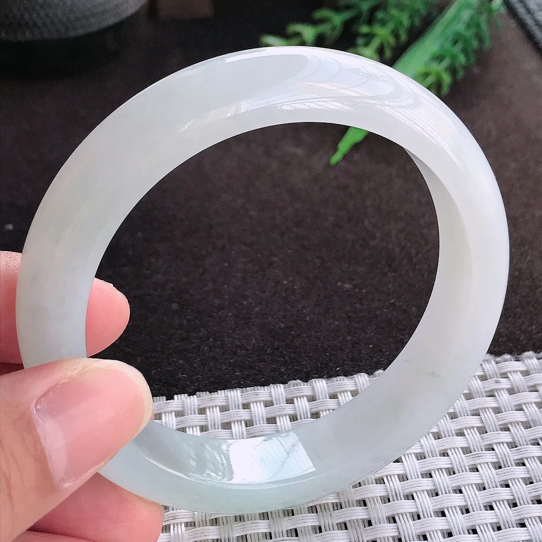 天然a货翡翠59.8/13.2/8.5老坑冰胶果冻飘花手镯宽边翡翠玉镯美人镯