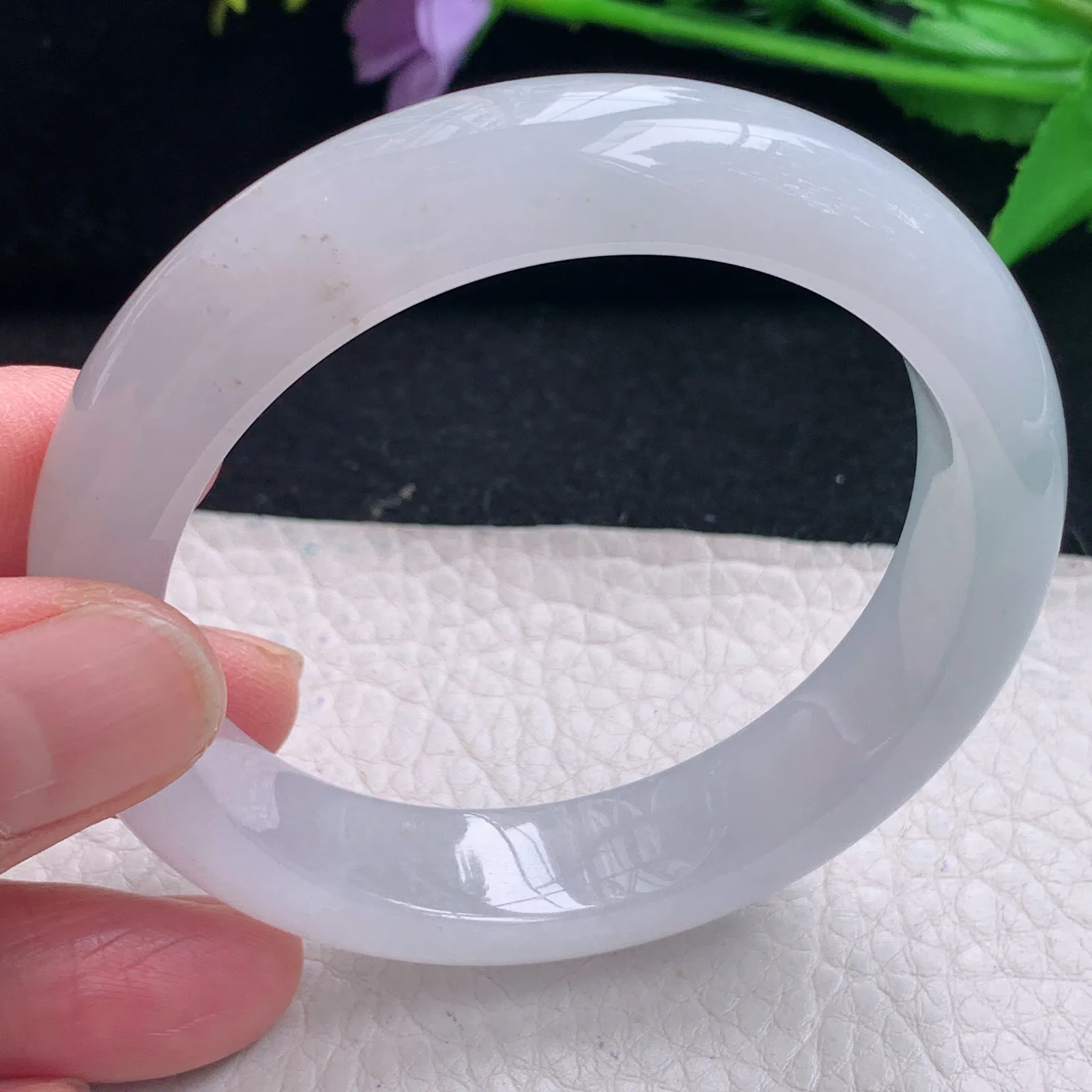 r自然光55*12.6*806平安镯 缅甸翡翠a货冰起光宽边玉手镯 玉手环